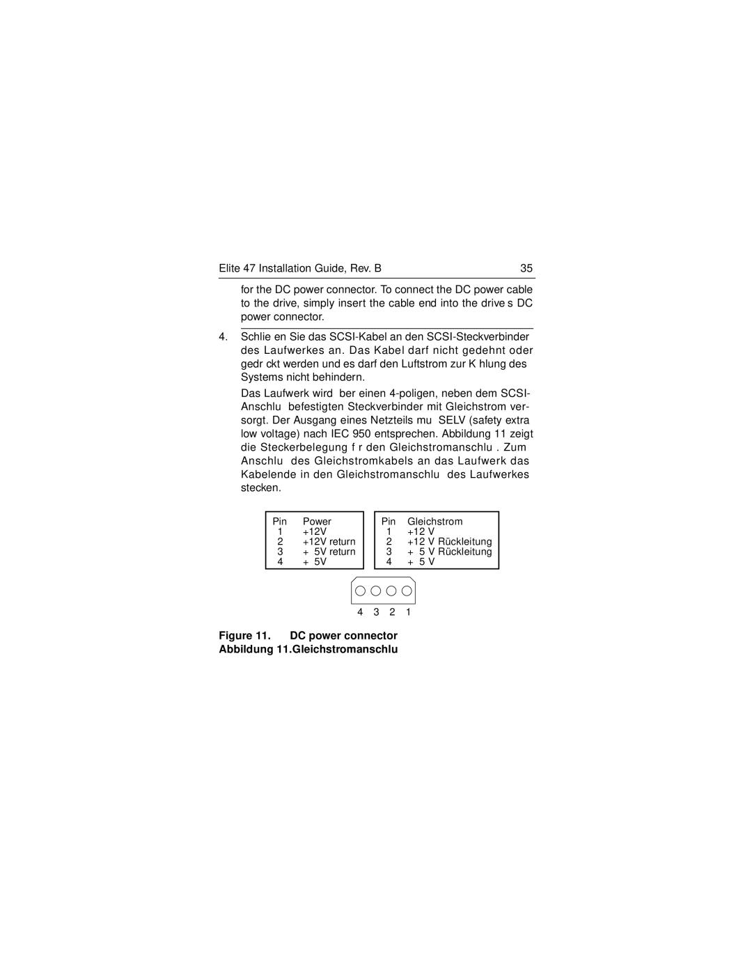 Seagate ST446452W manual DC power connector Abbildung 11.Gleichstromanschluß 