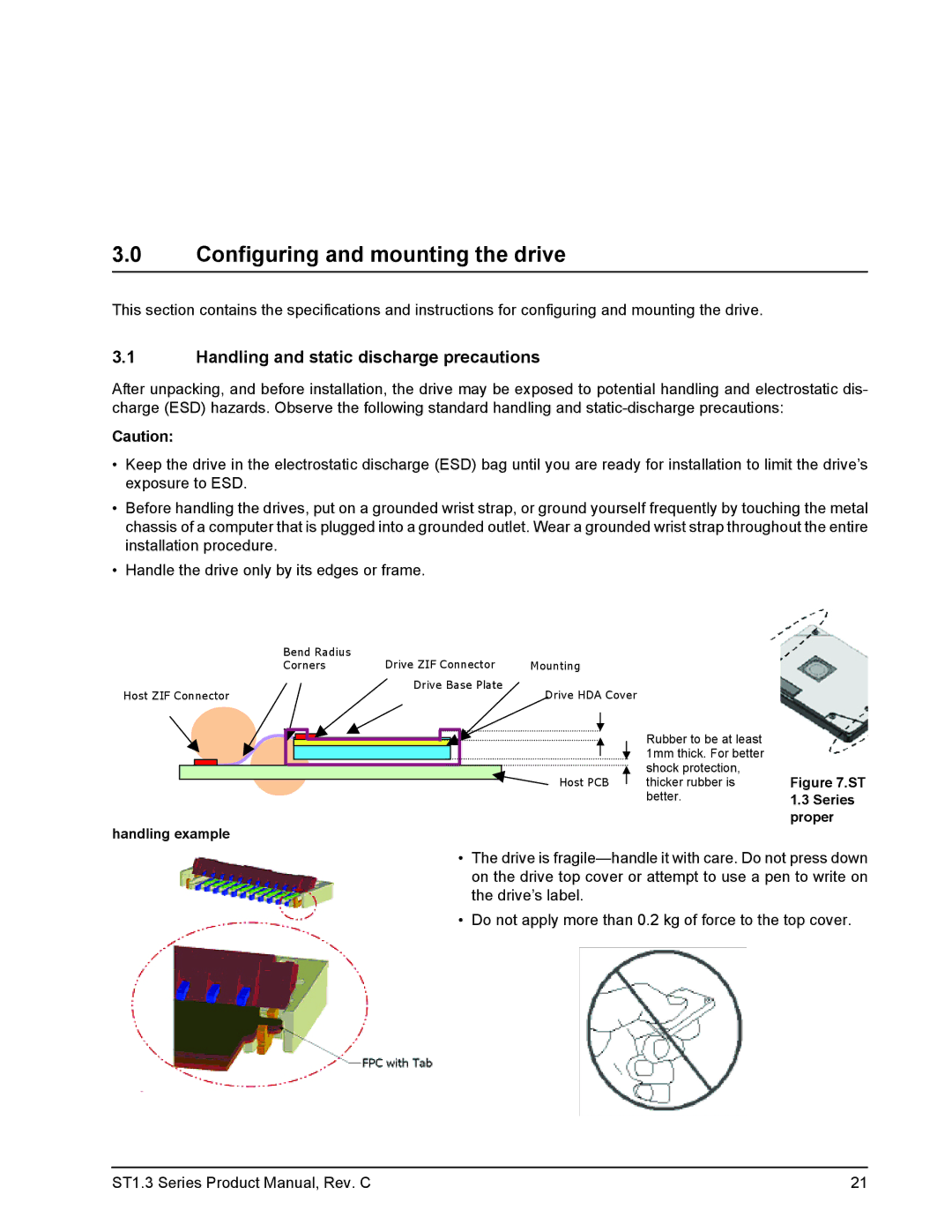 Seagate ST612712DEG, ST680712DE, ST660712DE Configuring and mounting the drive, Handling and static discharge precautions 