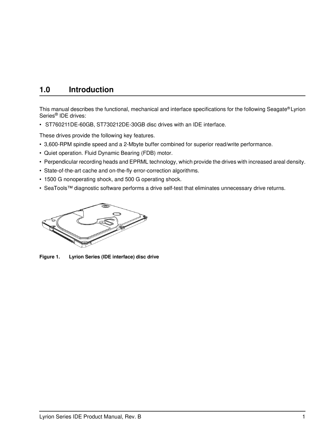 Seagate ST760211DE manual Introduction, Lyrion Series IDE interface disc drive 