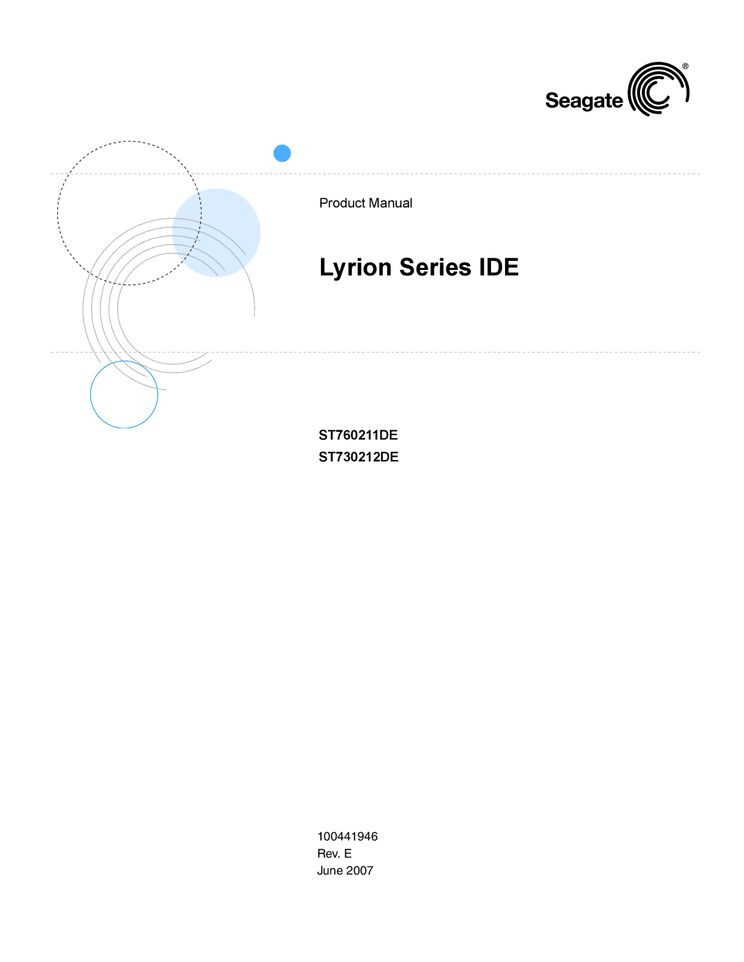 Seagate manual Lyrion Series IDE, ST760211DE ST730212DE 