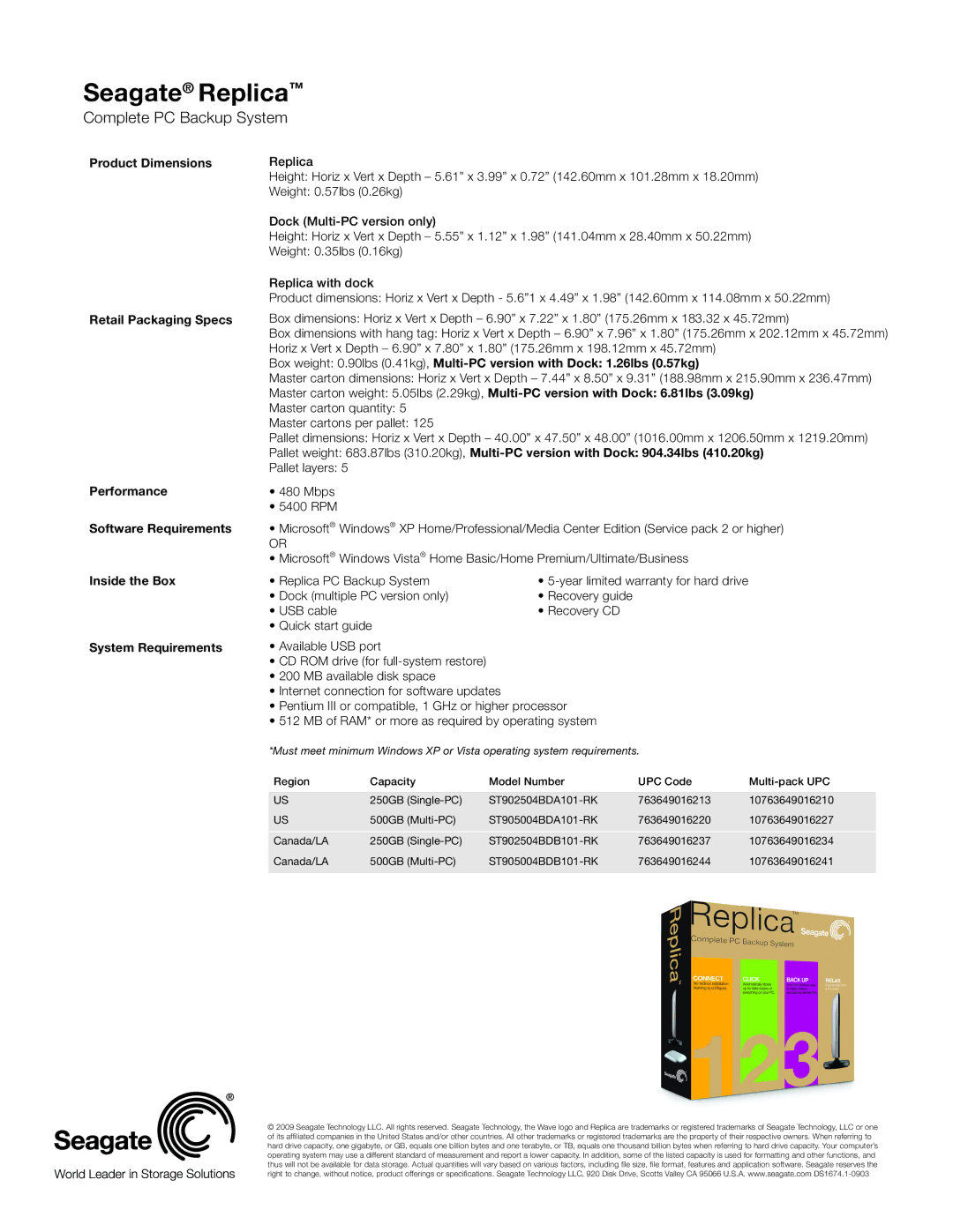 Seagate ST902504BDB101-RK, ST905004BDB101-RK, ST905004BDA101-RK manual Seagate Replica, Complete PC Backup System 