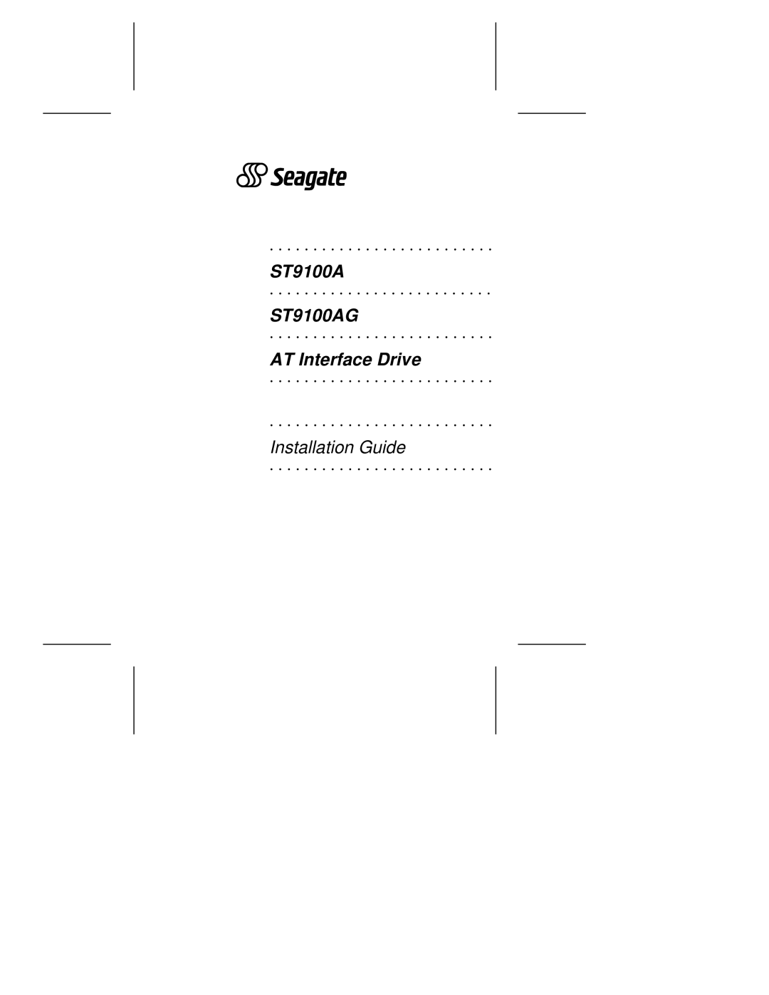 Seagate manual ST9100A ST9100AG AT Interface Drive 