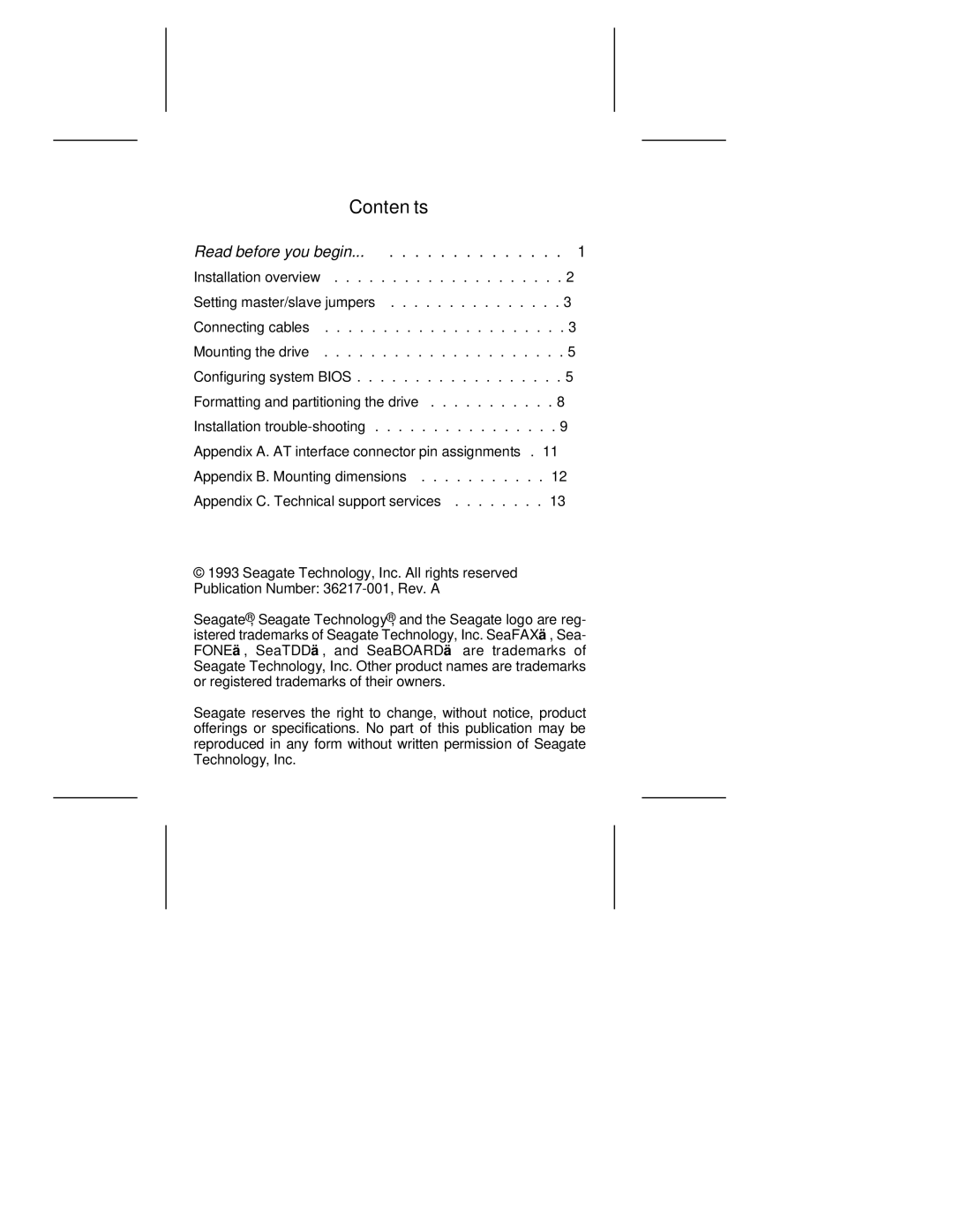 Seagate ST9100AG manual Contents 