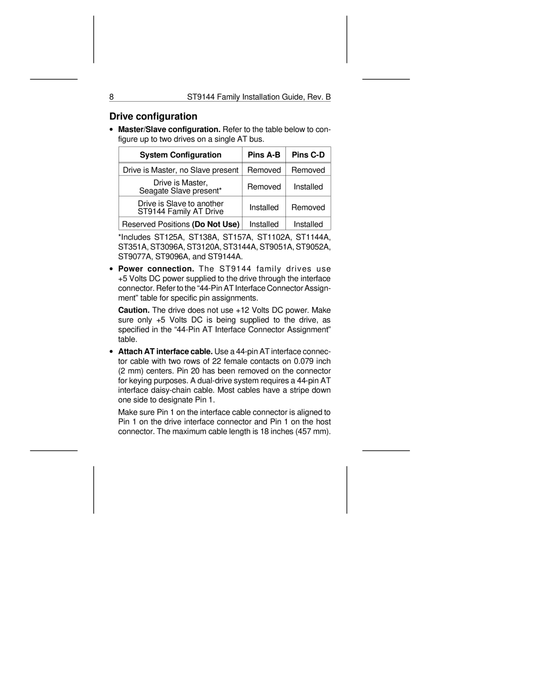 Seagate ST9144 manual Drive configuration 