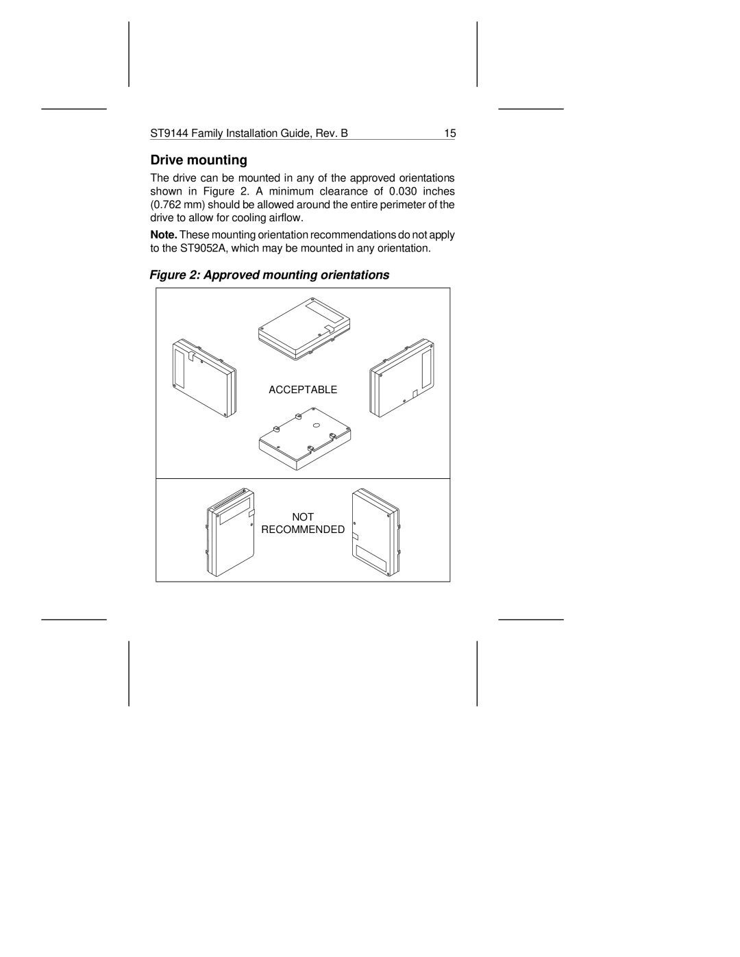 Seagate ST9144 manual Drive mounting, Approved mounting orientations 