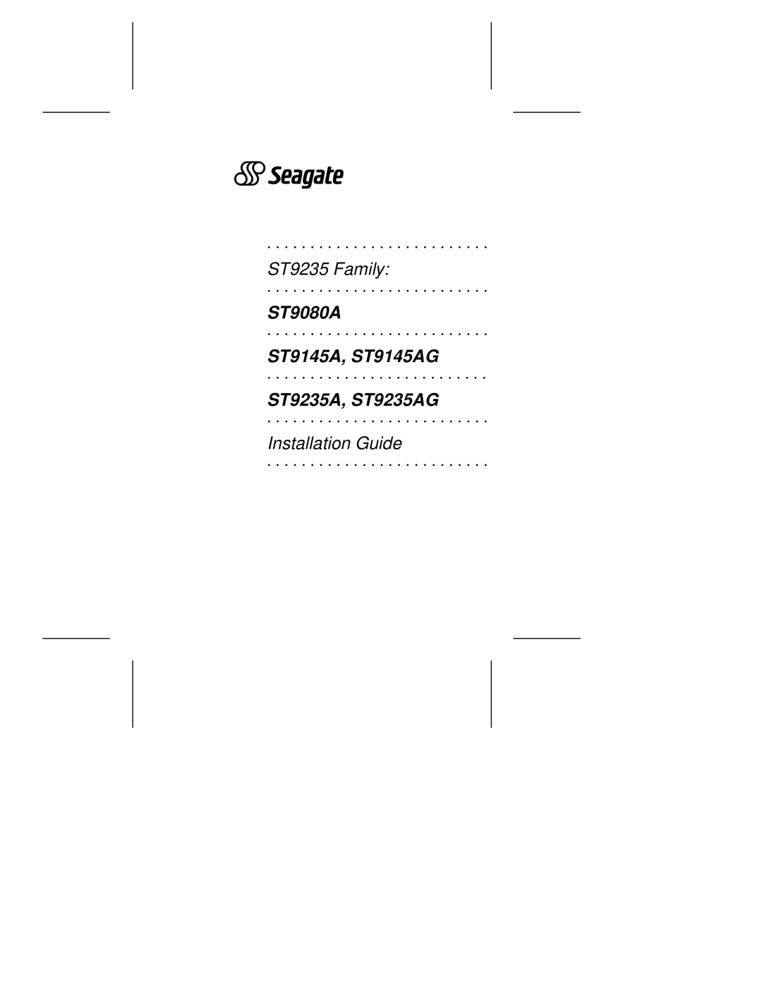 Seagate manual ST9080A ST9145A, ST9145AG ST9235A, ST9235AG 