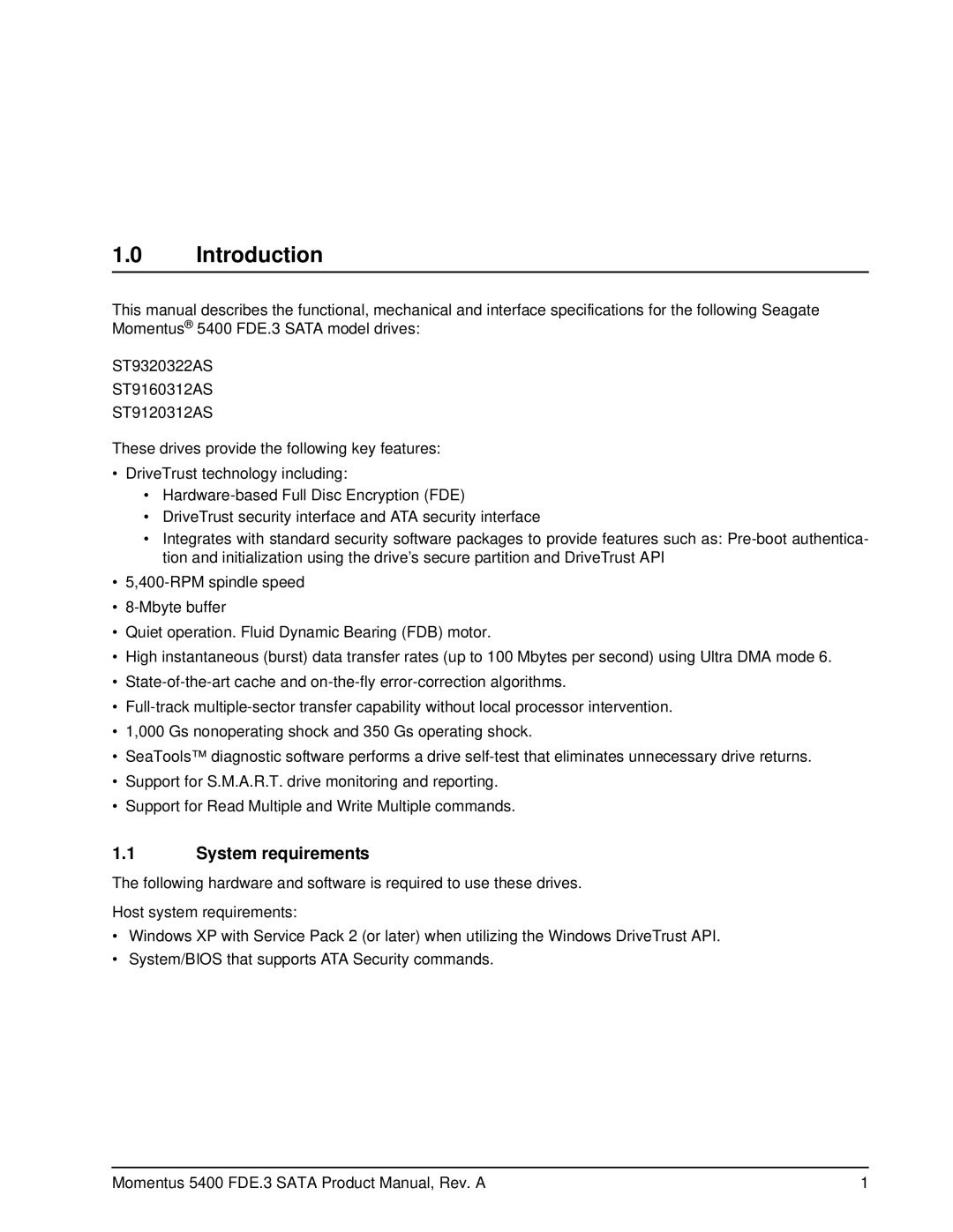 Seagate ST9160312AS, ST9320322AS, ST9120312AS manual Introduction, System requirements 