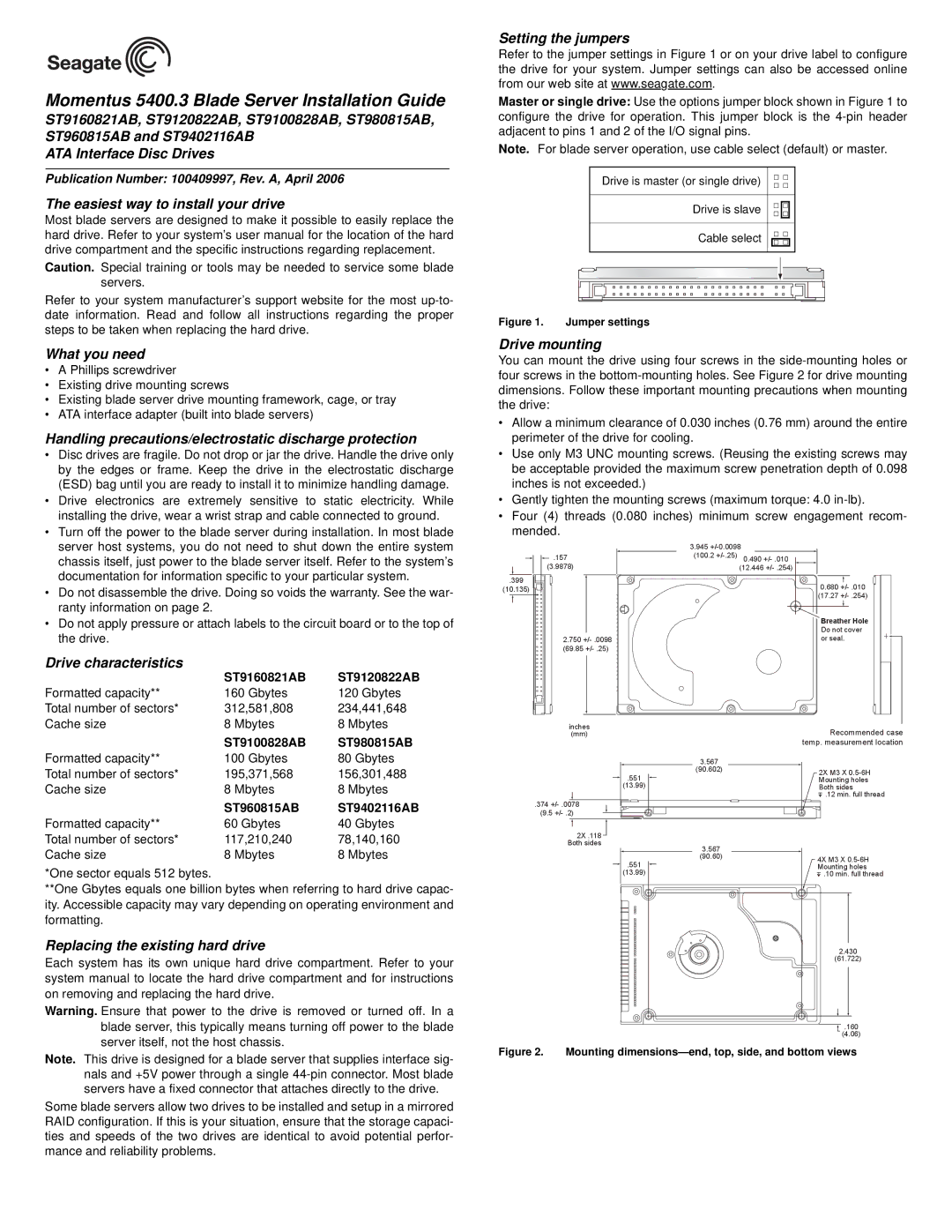 Seagate ST960815AB user manual Easiest way to install your drive, What you need, Drive characteristics, Drive mounting 