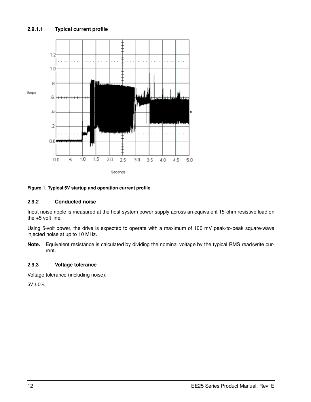 Seagate ST940813AM, ST940814AM, ST930814AM, ST930813AM manual Typical current profile, Conducted noise, Voltage tolerance 