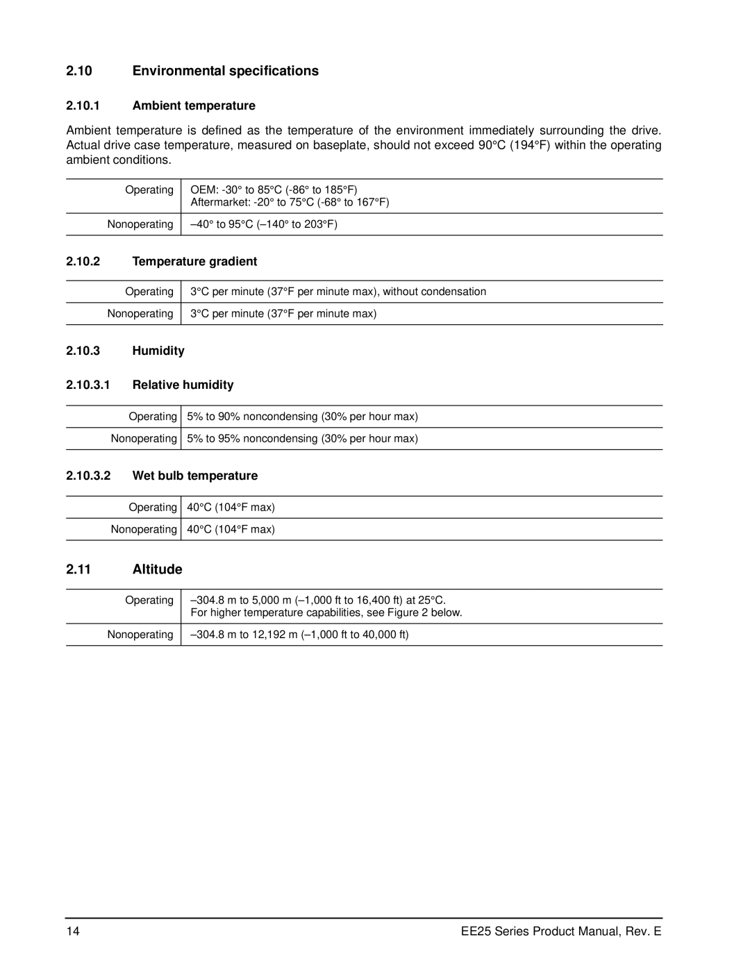 Seagate ST930814AM, ST940813AM, ST940814AM, ST930813AM, ST920813AM, ST920814AM manual Environmental specifications, Altitude 