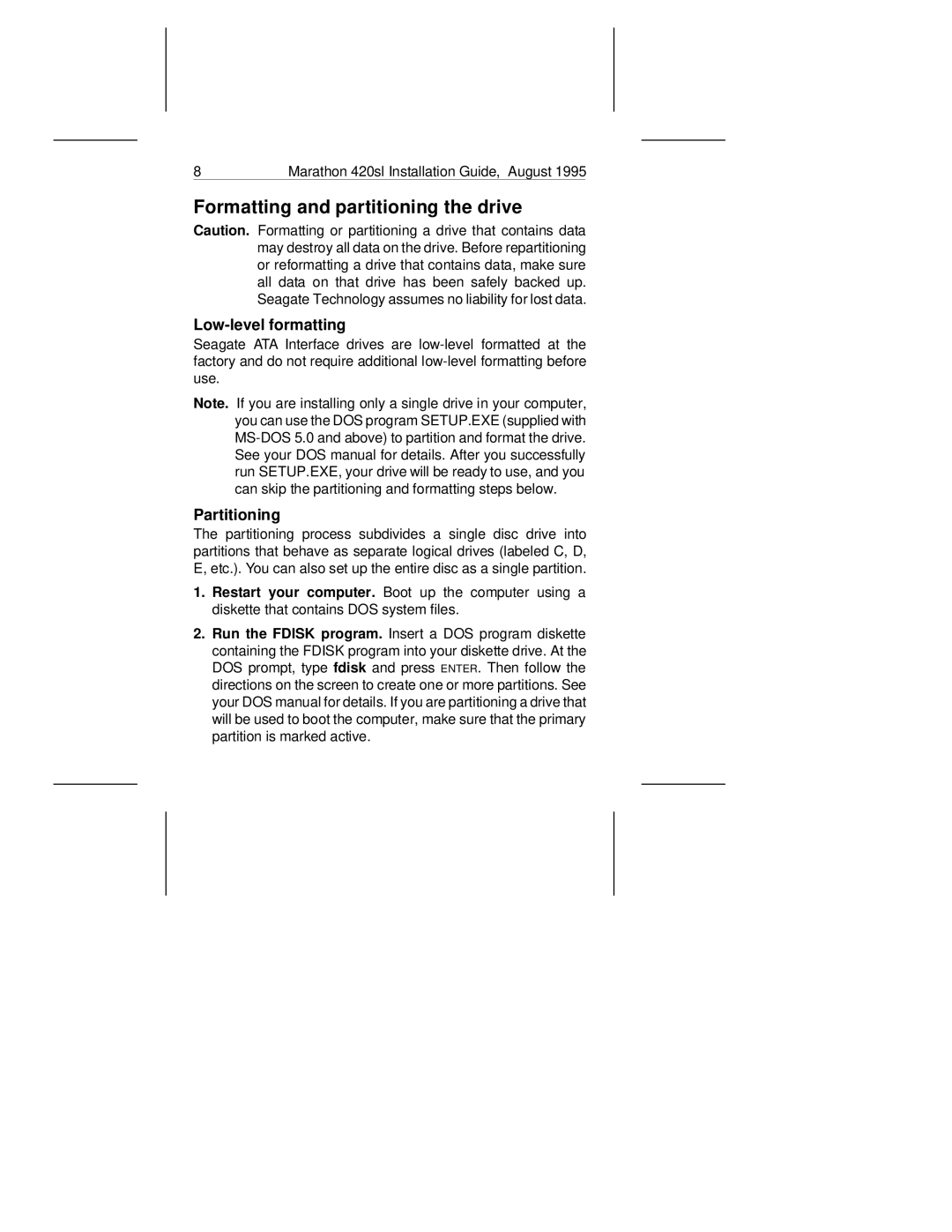 Seagate ST9420AG manual Formatting and partitioning the drive, Low-level formatting, Partitioning 