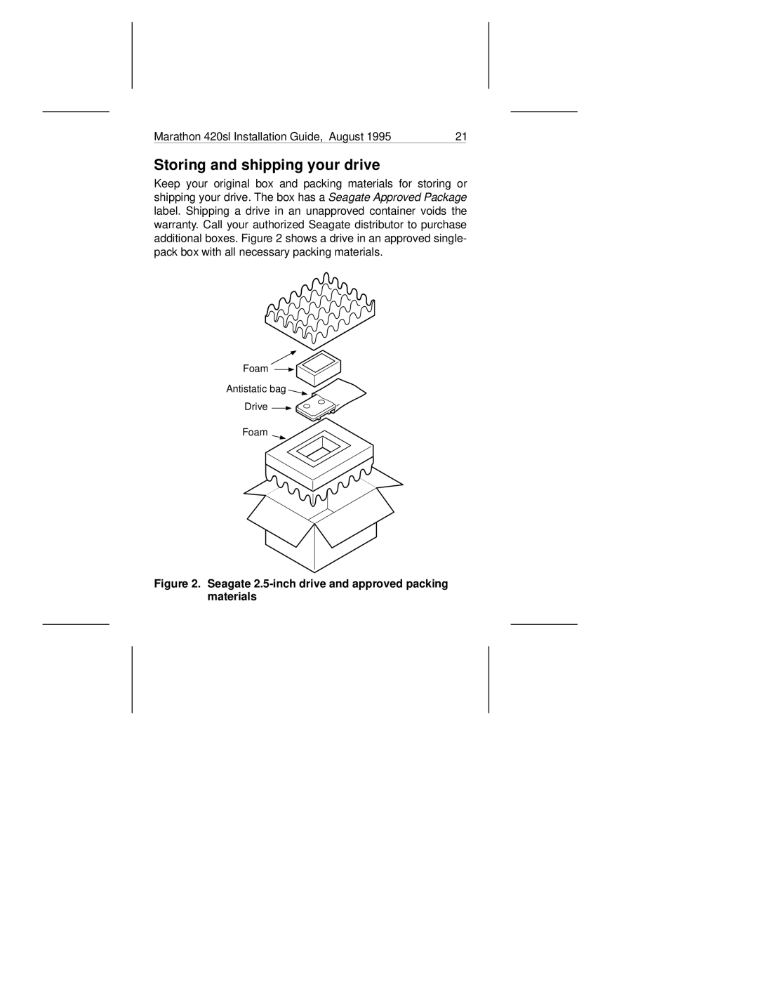 Seagate ST9420AG manual Storing and shipping your drive, Seagate 2.5-inch drive and approved packing materials 