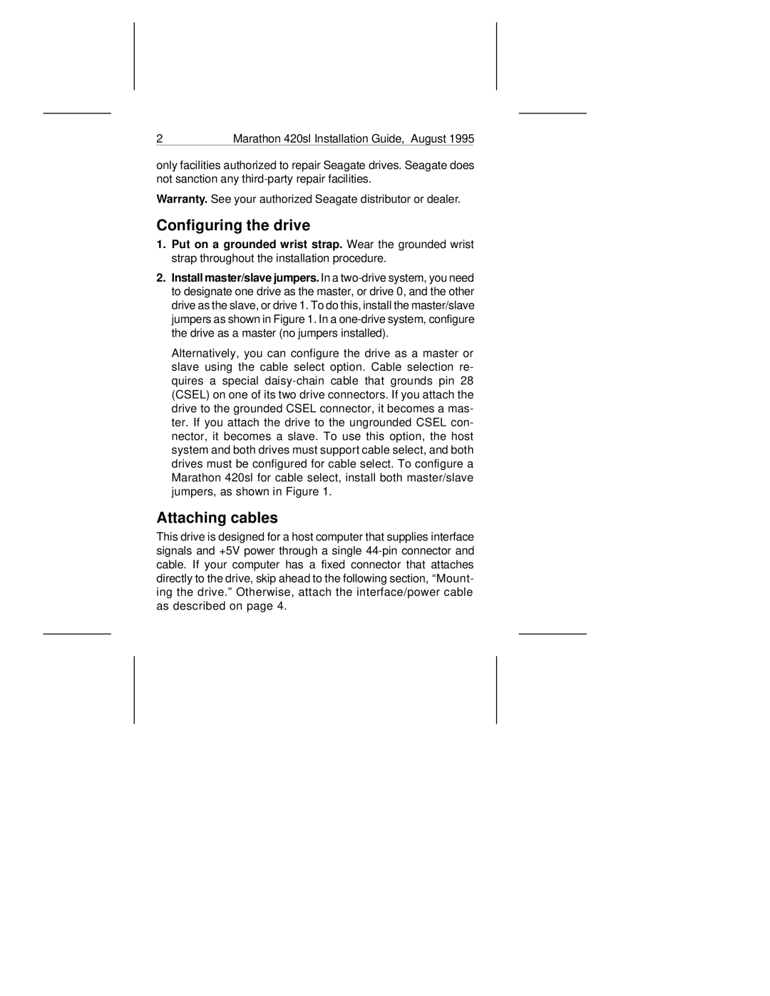 Seagate ST9420AG manual Configuring the drive, Attaching cables 