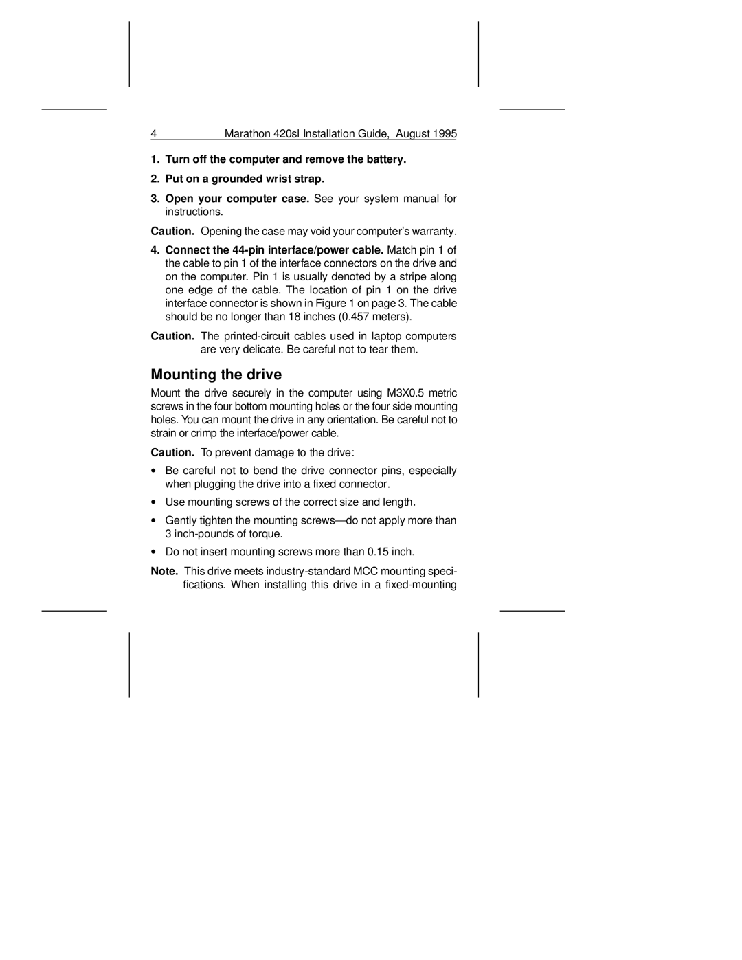 Seagate ST9420AG manual Mounting the drive 