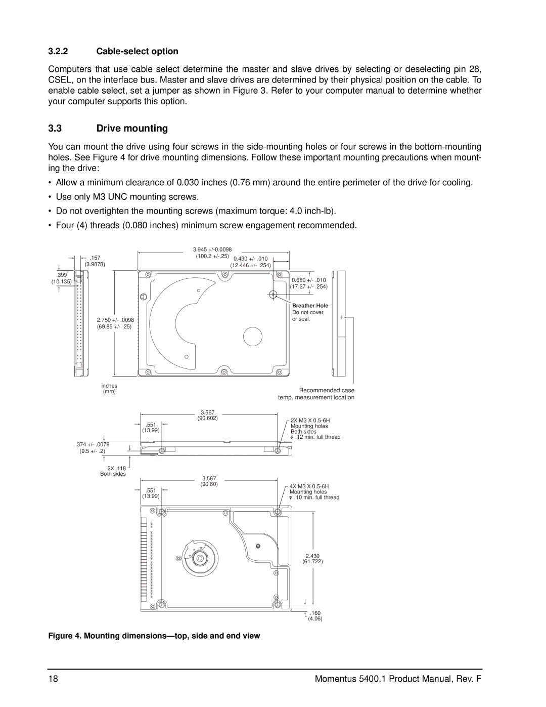 Seagate ST94811A, ST94011A, ST92811A, ST92011A manual Drive mounting, Cable-select option 