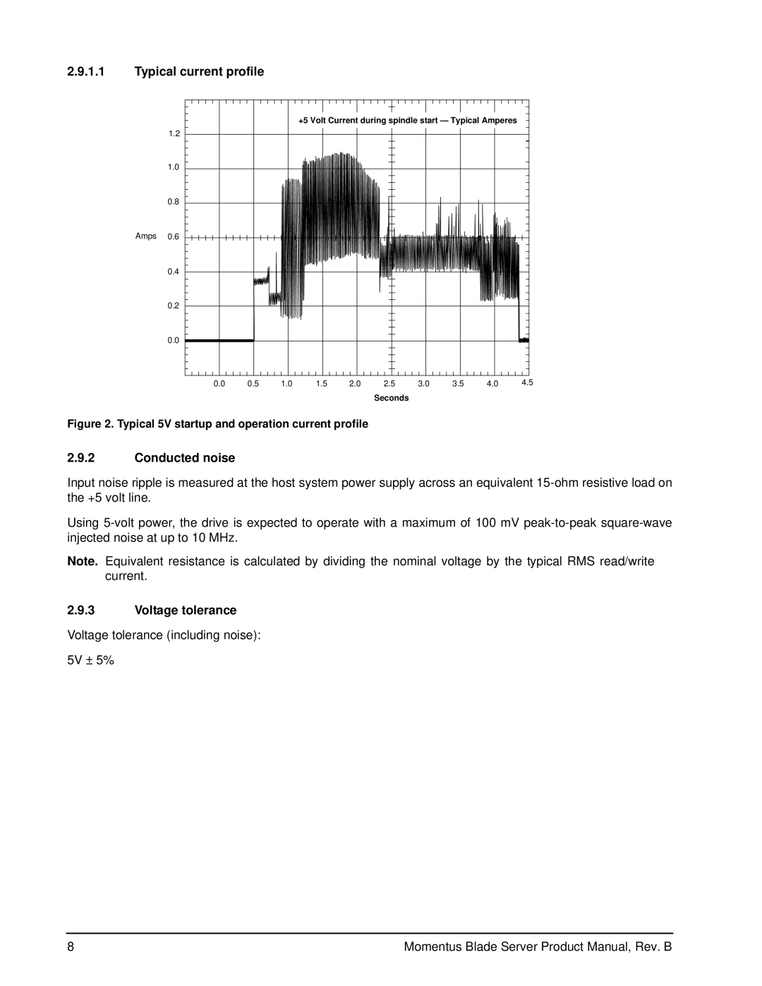 Seagate ST94811AB manual Typical current profile, Conducted noise, Voltage tolerance 