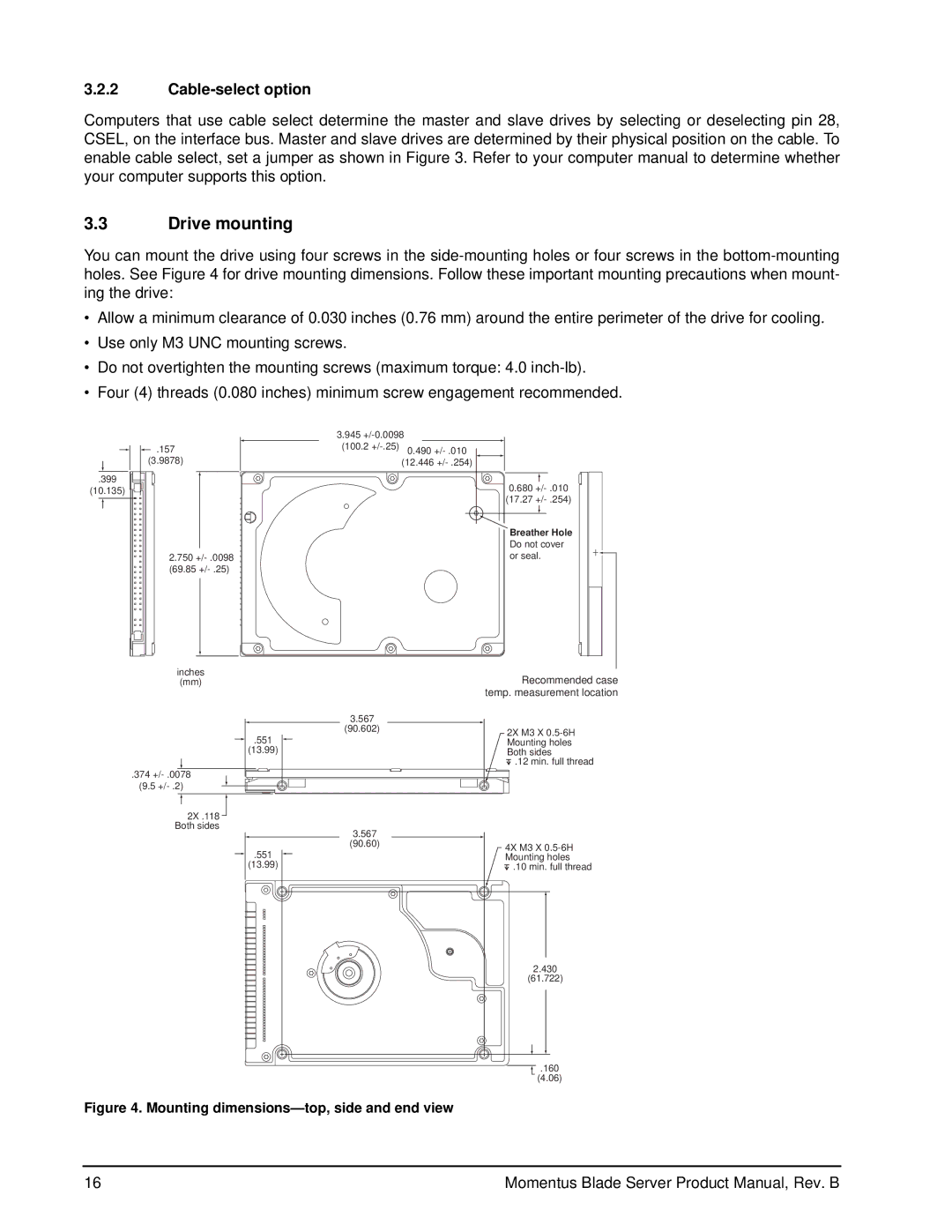 Seagate ST94811AB manual Drive mounting, Cable-select option 