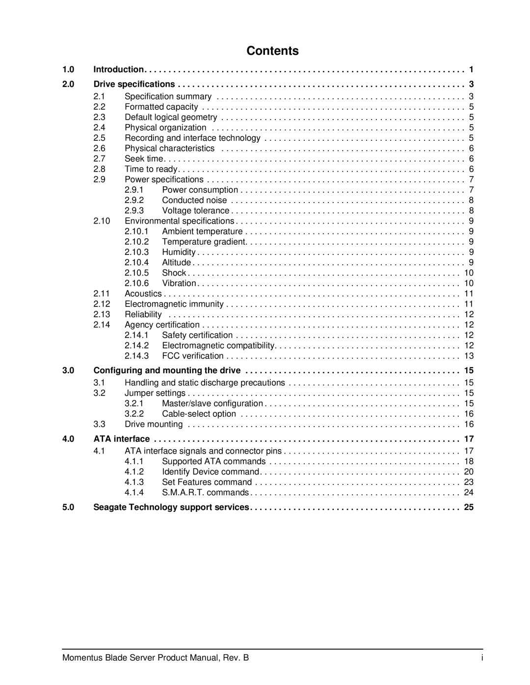 Seagate ST94811AB manual Contents 