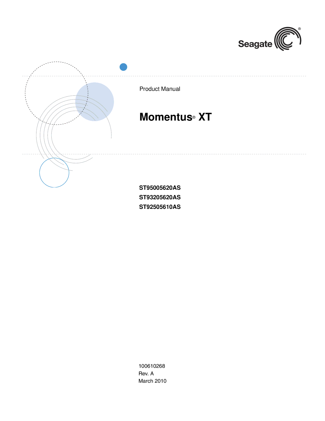 Seagate manual Momentus XT, ST95005620AS ST93205620AS ST92505610AS 