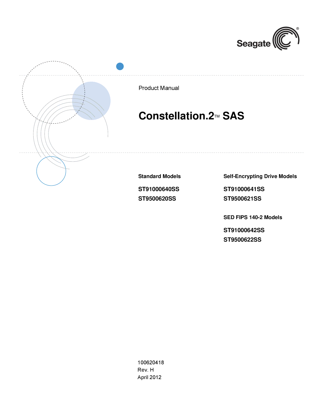 Seagate manual ST91000640SSST91000641SS ST9500620SSST9500621SS, ST91000642SS ST9500622SS, SED Fips 140-2 Models 