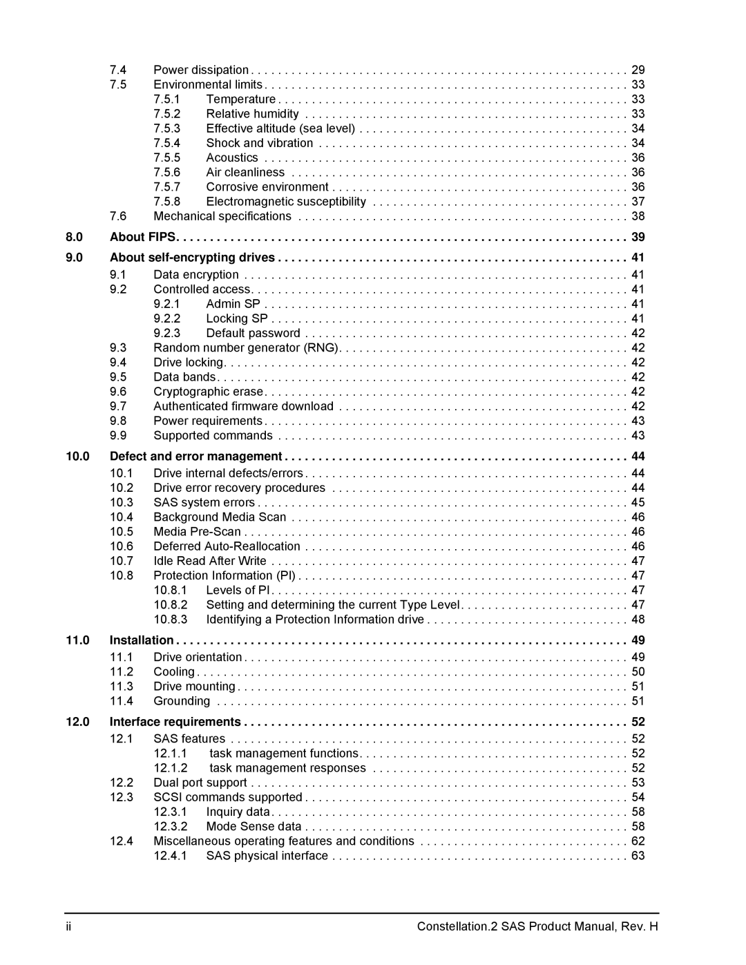 Seagate ST91000642SS, ST9500621SS manual About Fips About self-encrypting drives, Defect and error management, Installation 