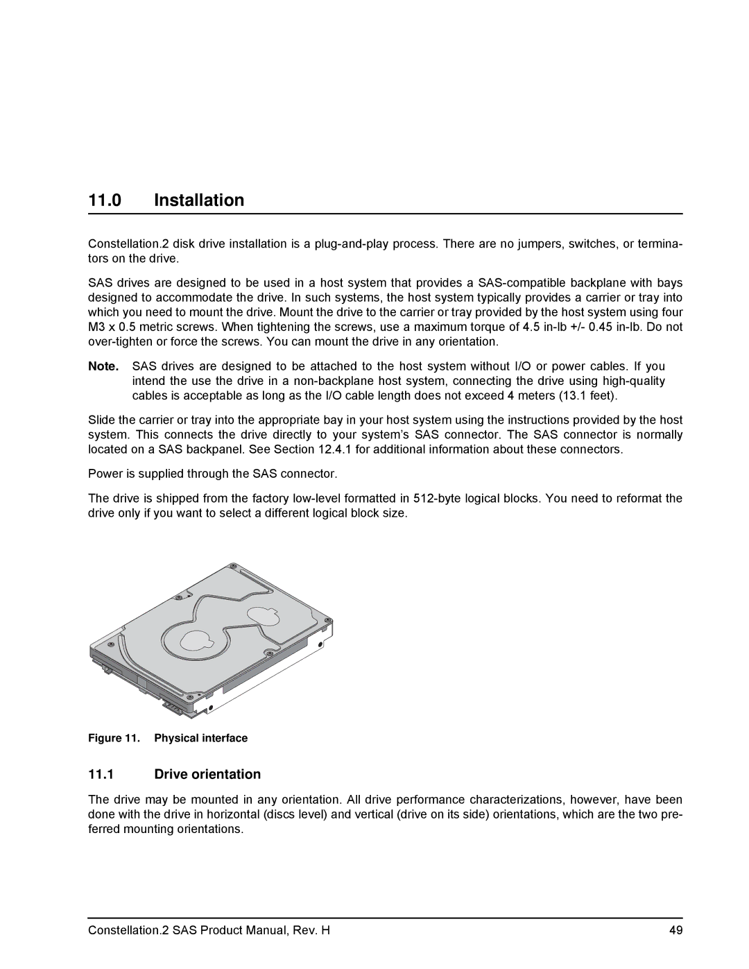 Seagate ST9500620SS, ST9500621SS, ST9500622SS, 100620418, ST91000642SS, ST91000641SS manual Installation, Drive orientation 