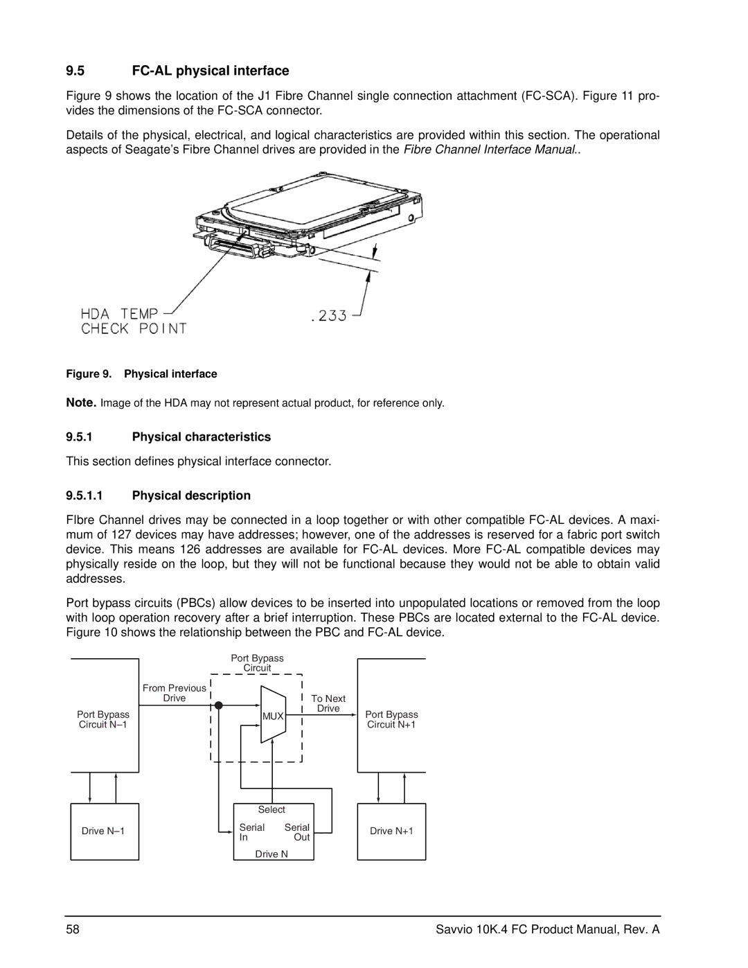 Seagate ST9450404FC, ST9600204FC, ST300MM0026 manual FC-AL physical interface, Physical characteristics, Physical description 