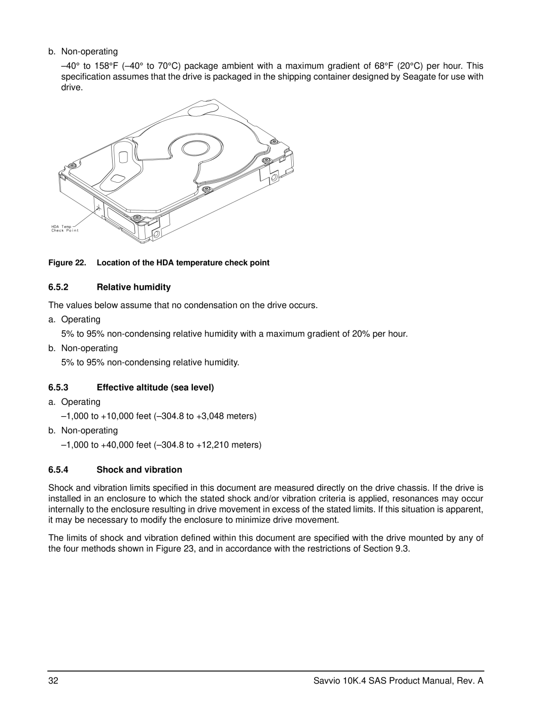 Seagate ST9600204SS, ST9600104SS manual Relative humidity, Effective altitude sea level a. Operating, Shock and vibration 