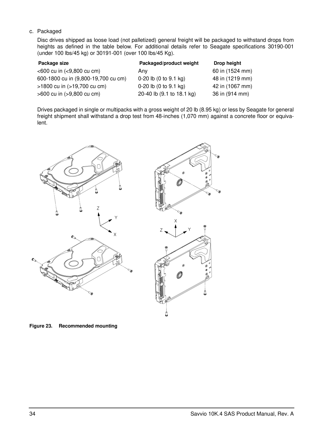 Seagate ST9450304SS, ST9600204SS, ST9600104SS, ST9450404SS manual Recommended mounting 