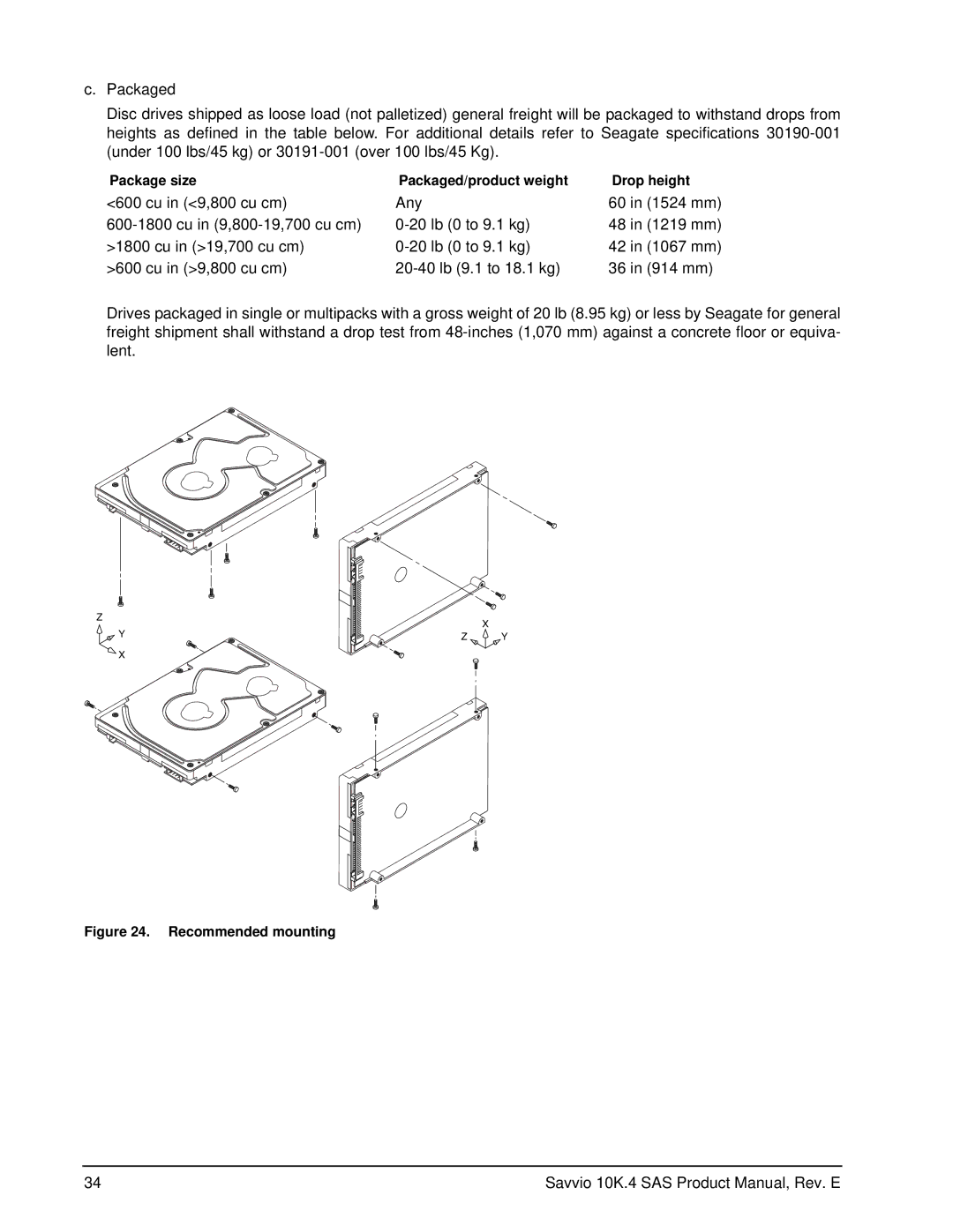 Seagate ST9600204SS, ST9600104SS, ST9600004SS, ST9450304SS, ST9450204SS, ST9450404SS manual Recommended mounting 