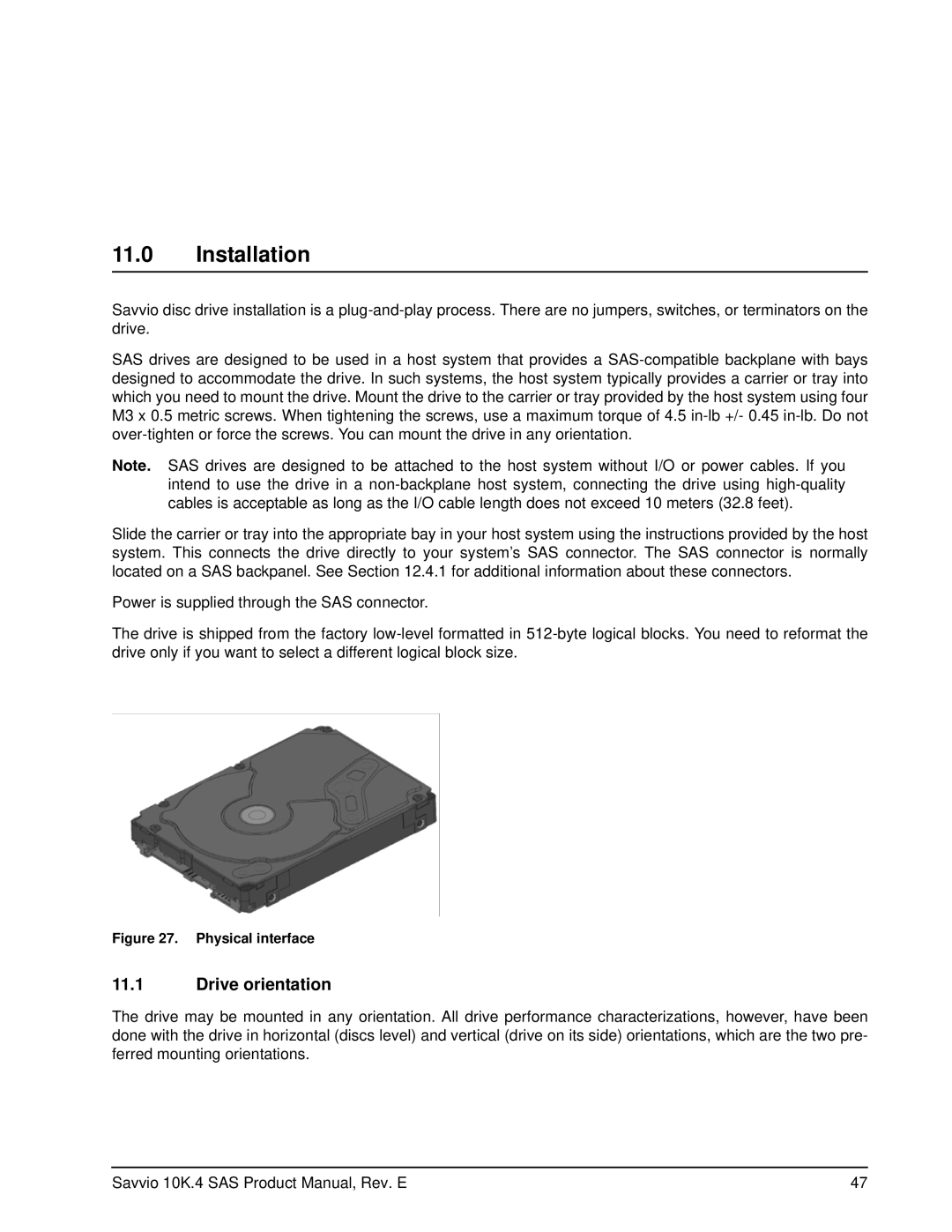 Seagate ST9600104SS, ST9600204SS, ST9600004SS, ST9450304SS, ST9450204SS, ST9450404SS manual Installation, Drive orientation 