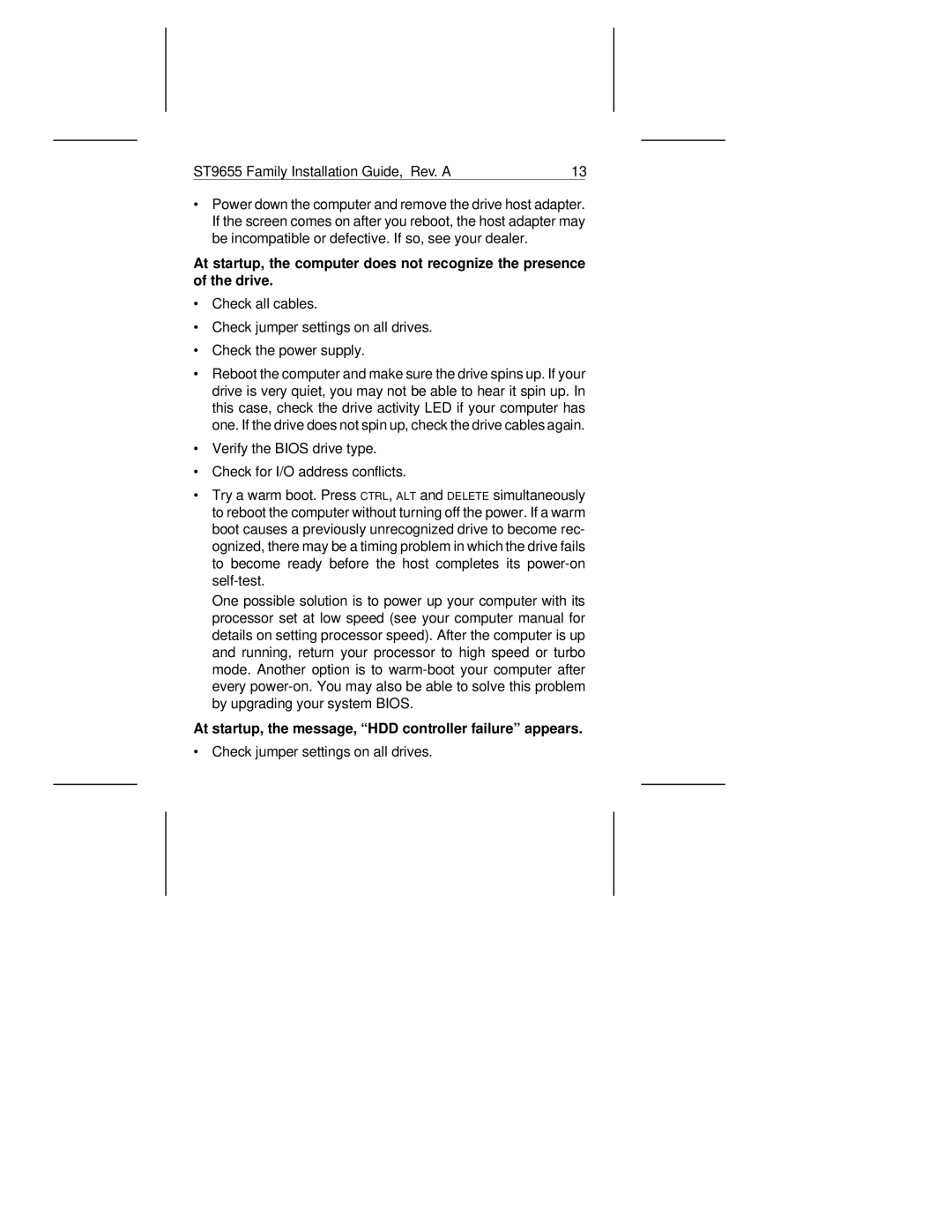 Seagate ST9550AG, ST9655AG manual At startup, the message, HDD controller failure appears 