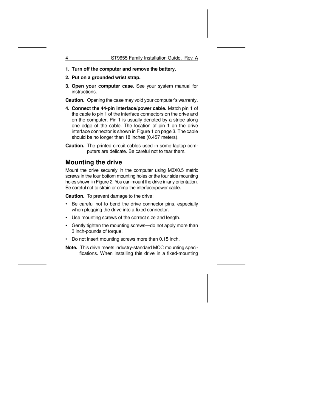 Seagate ST9655AG, ST9550AG manual Mounting the drive 