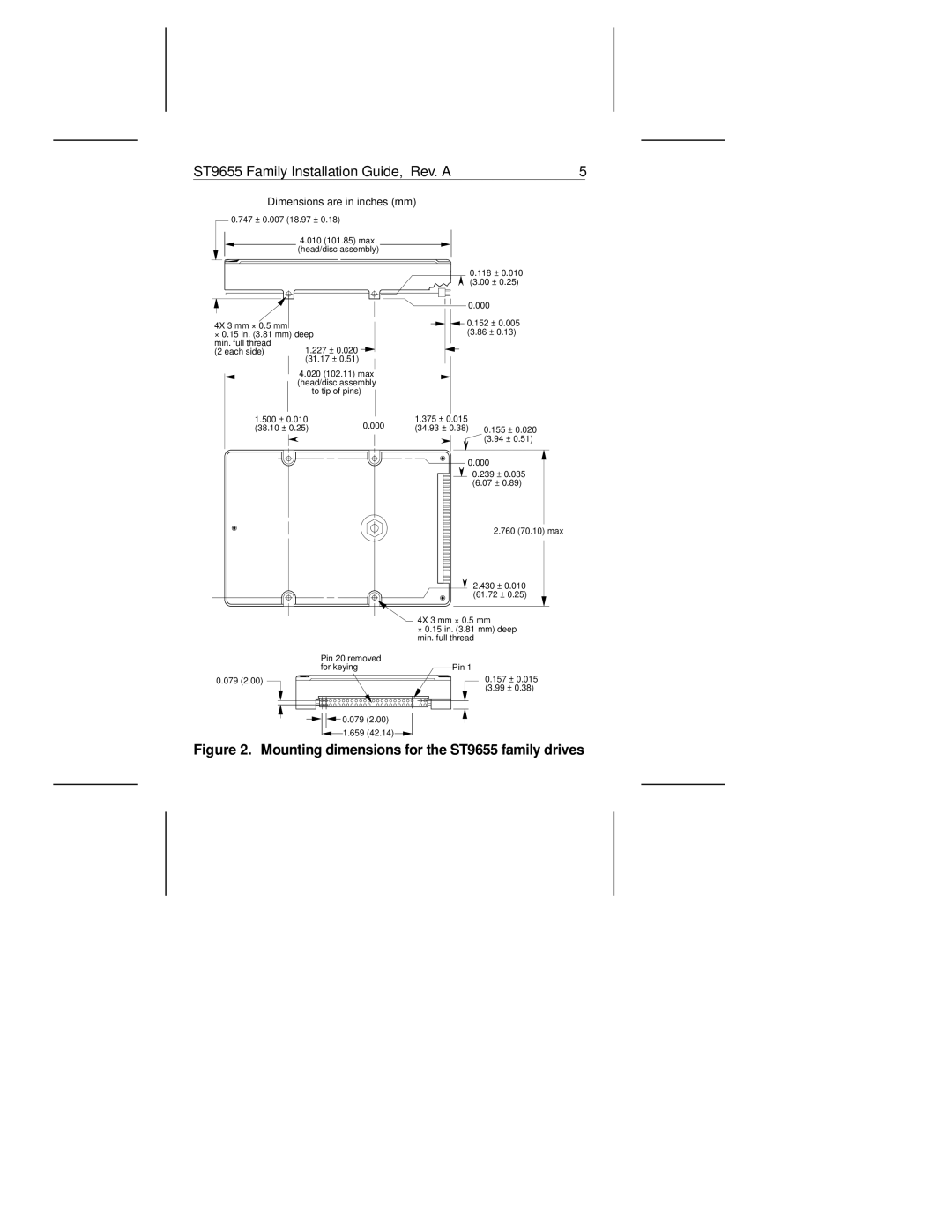 Seagate ST9550AG, ST9655AG manual Mounting dimensions for the ST9655 family drives 