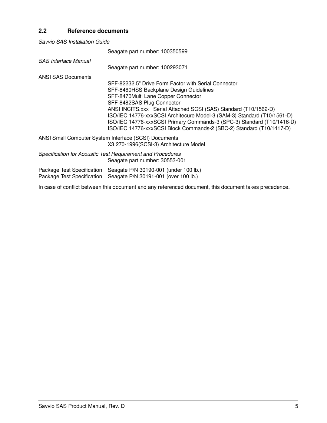 Seagate ST936701SS, ST973401SS manual Reference documents, SAS Interface Manual 