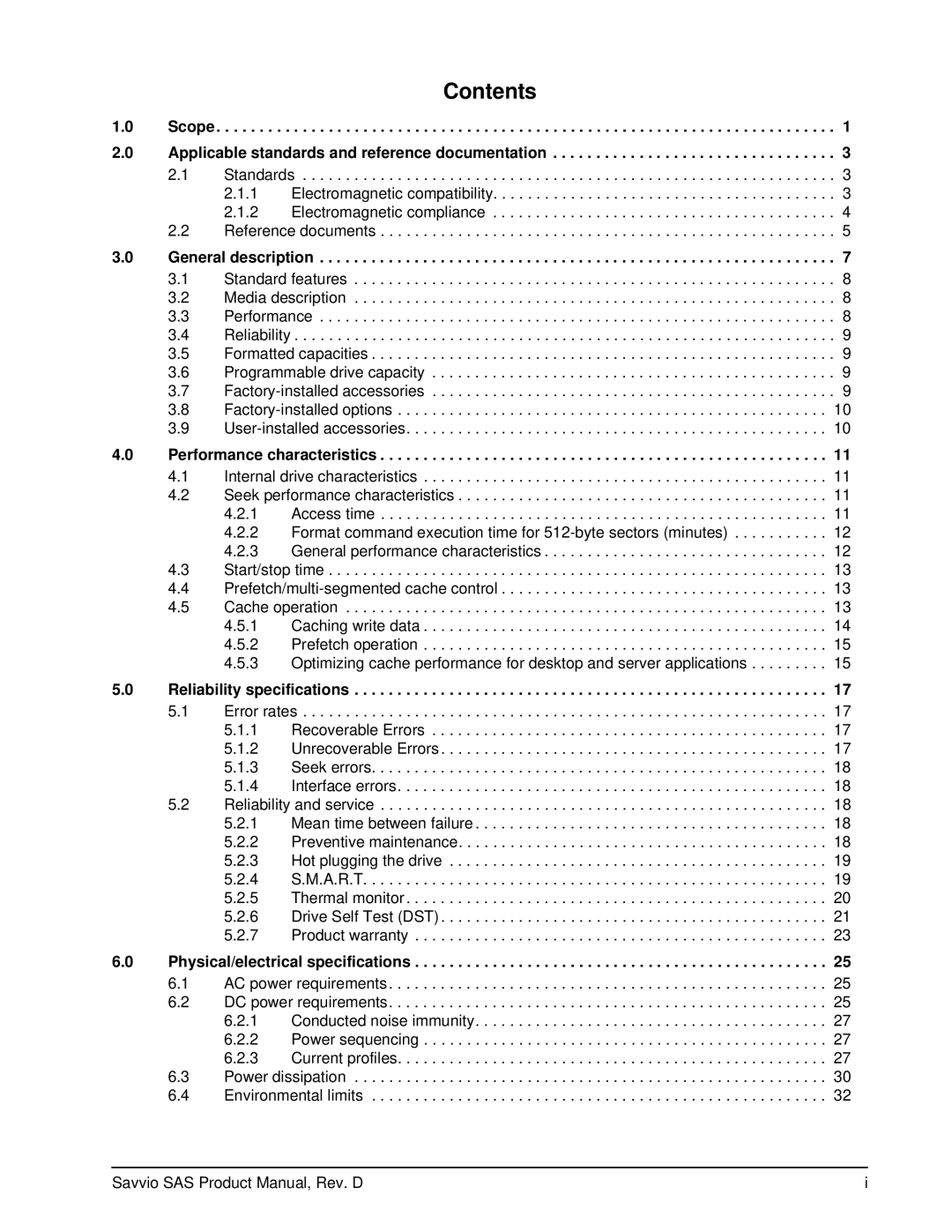 Seagate ST936701SS, ST973401SS manual Contents 