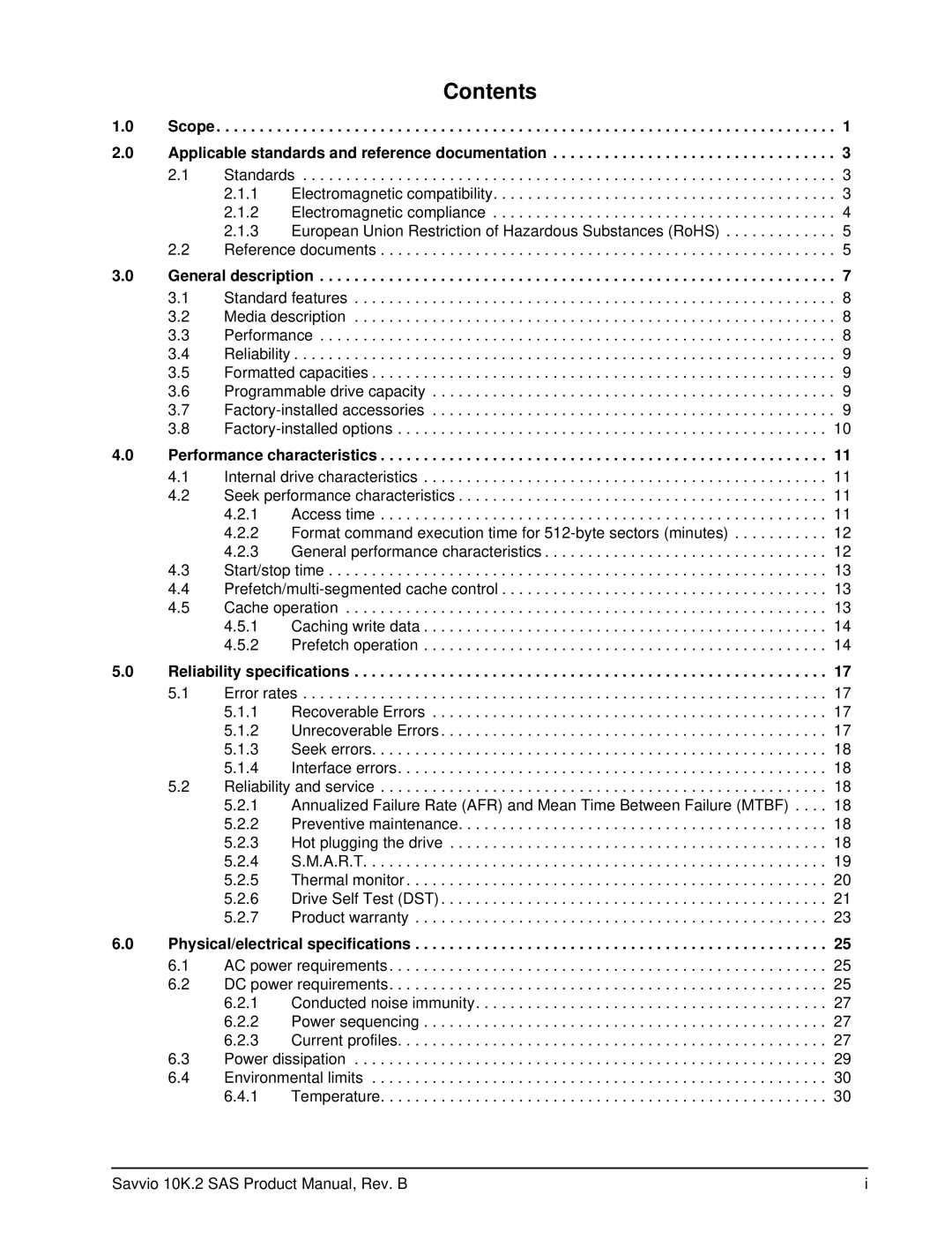 Seagate ST9146802SS, ST973402SS manual Contents 