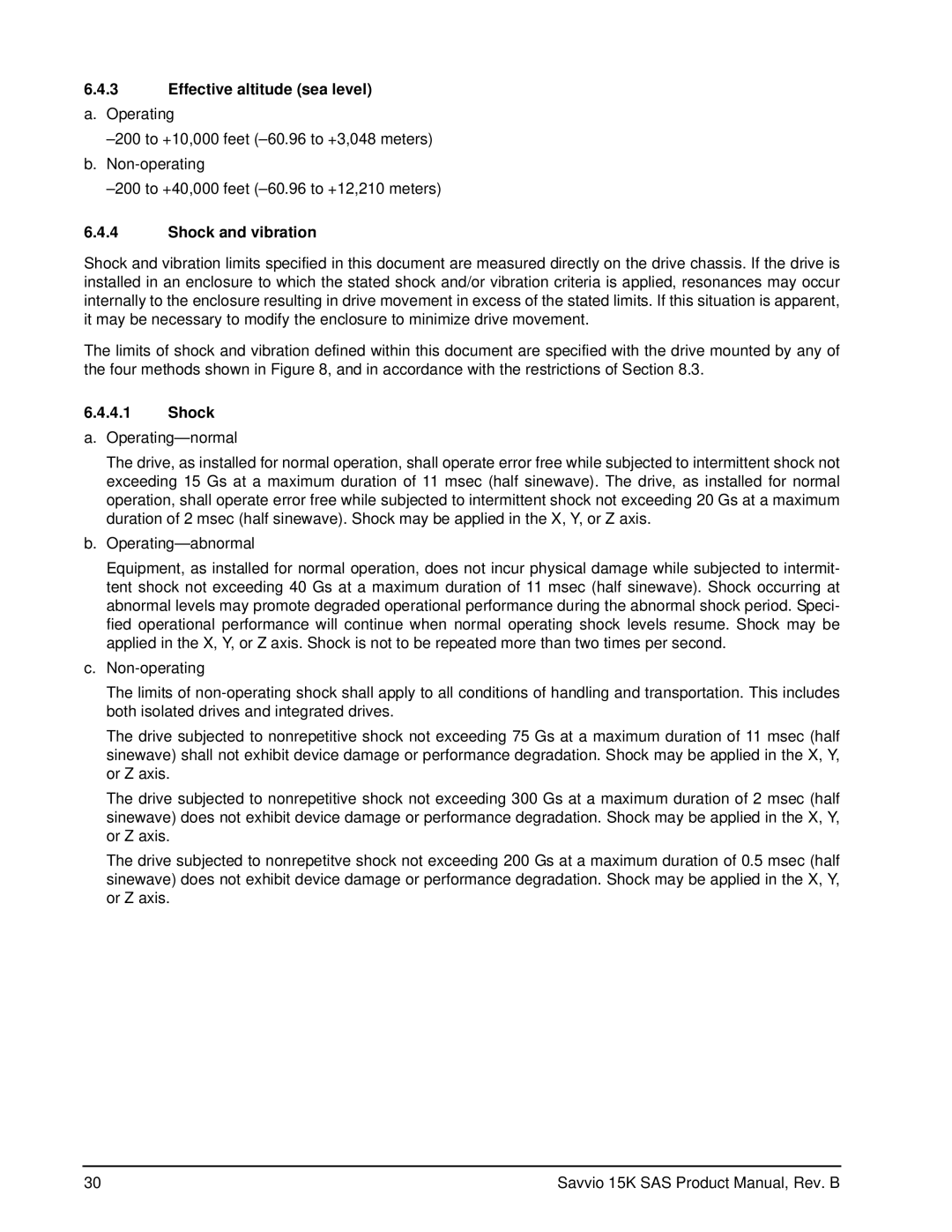 Seagate ST973451SS, ST936751SS manual Effective altitude sea level, Shock and vibration 