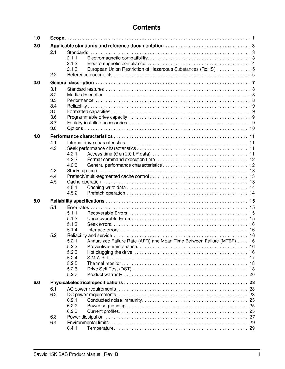 Seagate ST936751SS, ST973451SS manual Contents 