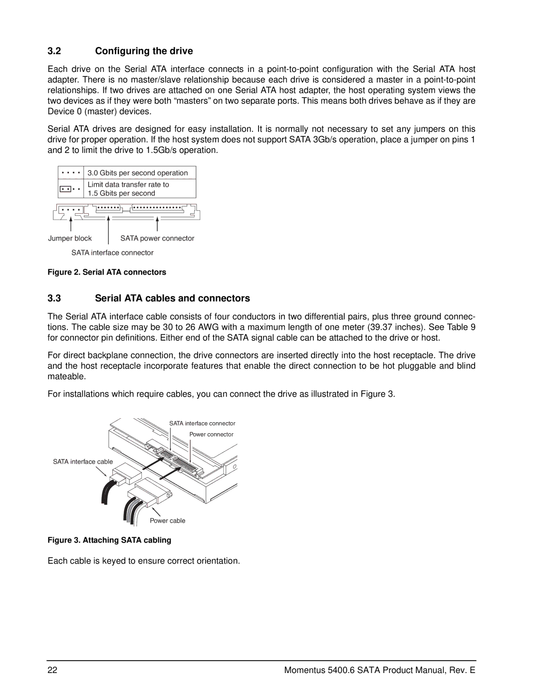 Seagate ST980313ASG, ST9500325ASG, ST9400326AS, ST9320325ASG manual Configuring the drive, Serial ATA cables and connectors 