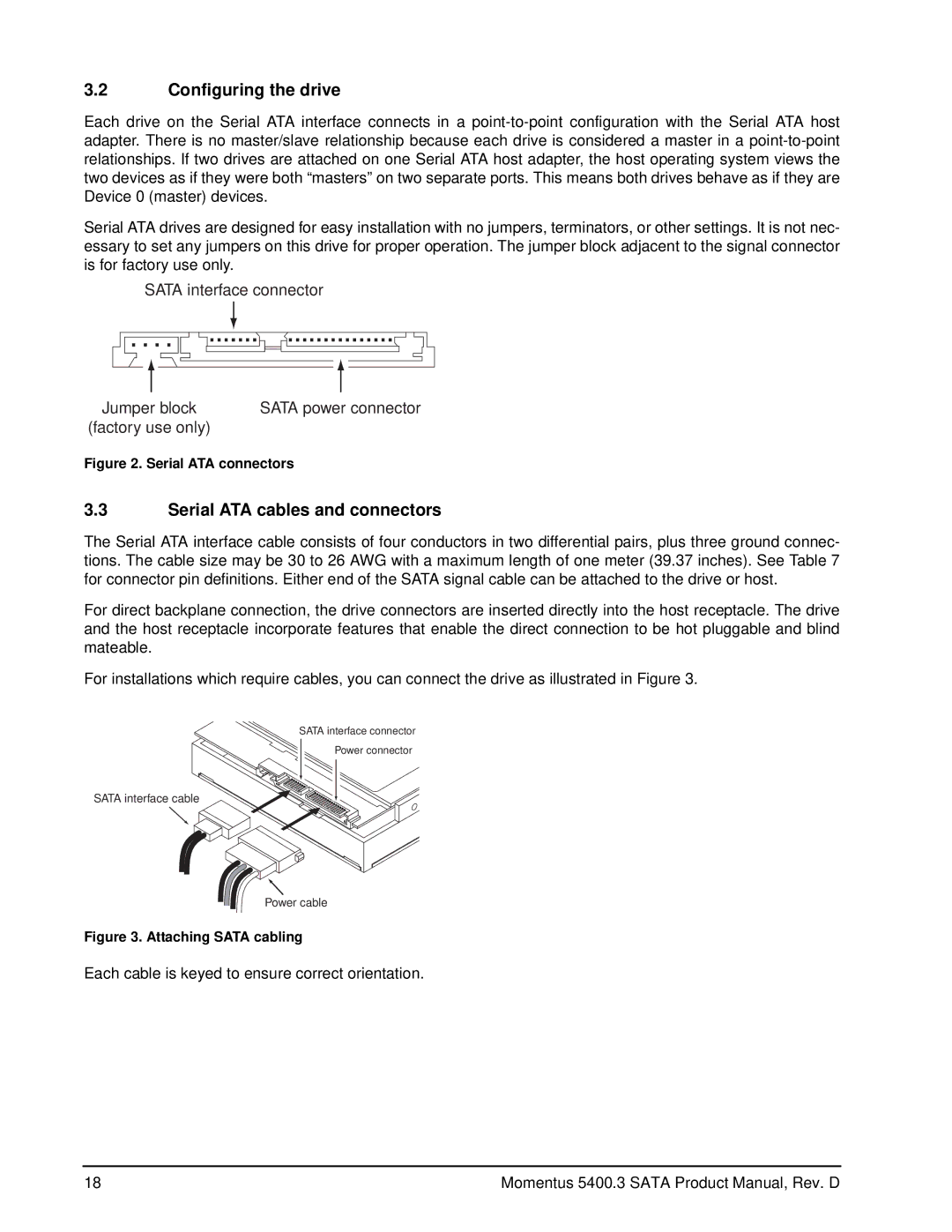 Seagate ST980811AS, ST960813AS, ST940814AS, ST9160821AS, ST9120822AS Configuring the drive, Serial ATA cables and connectors 