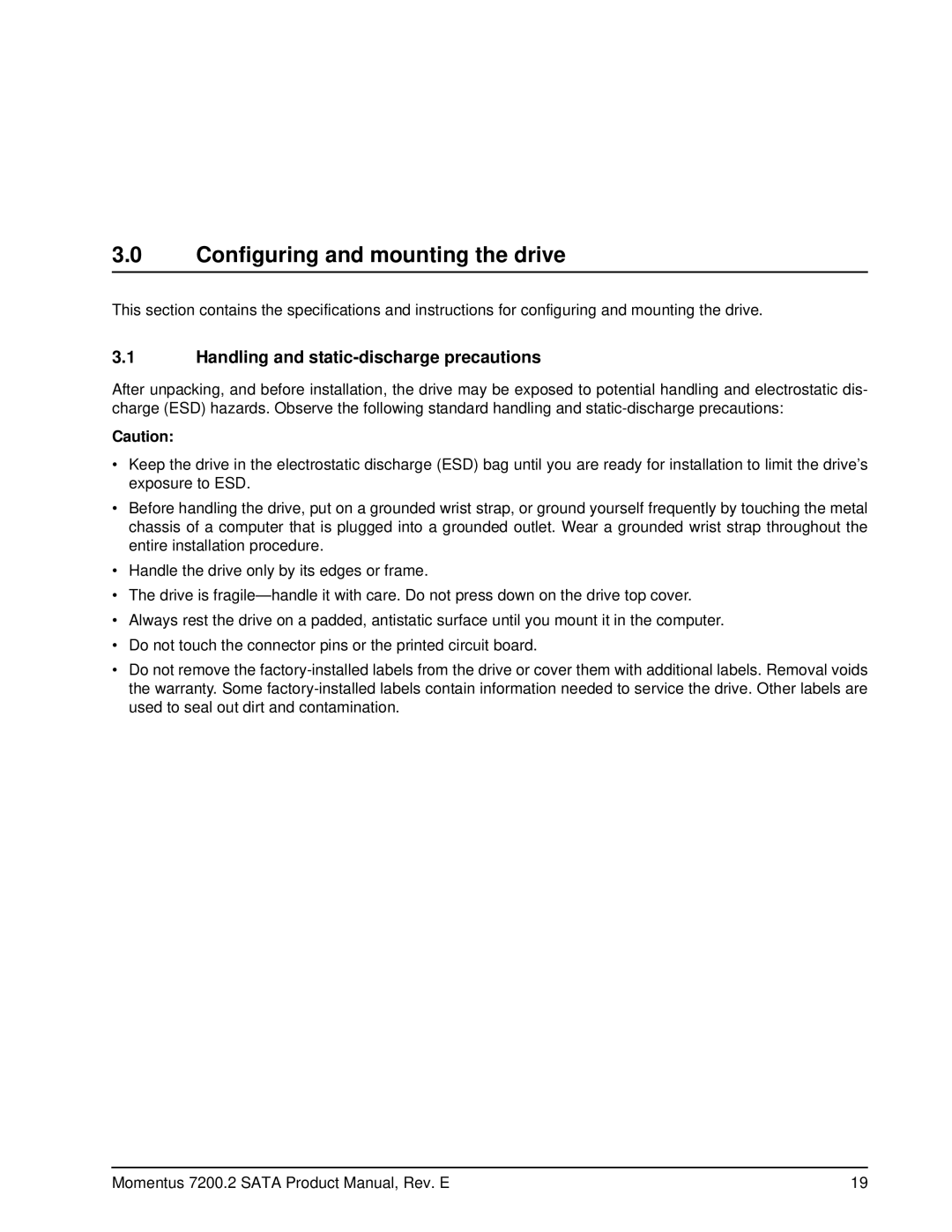 Seagate ST980813ASG, ST9200420ASG manual Configuring and mounting the drive, Handling and static-discharge precautions 