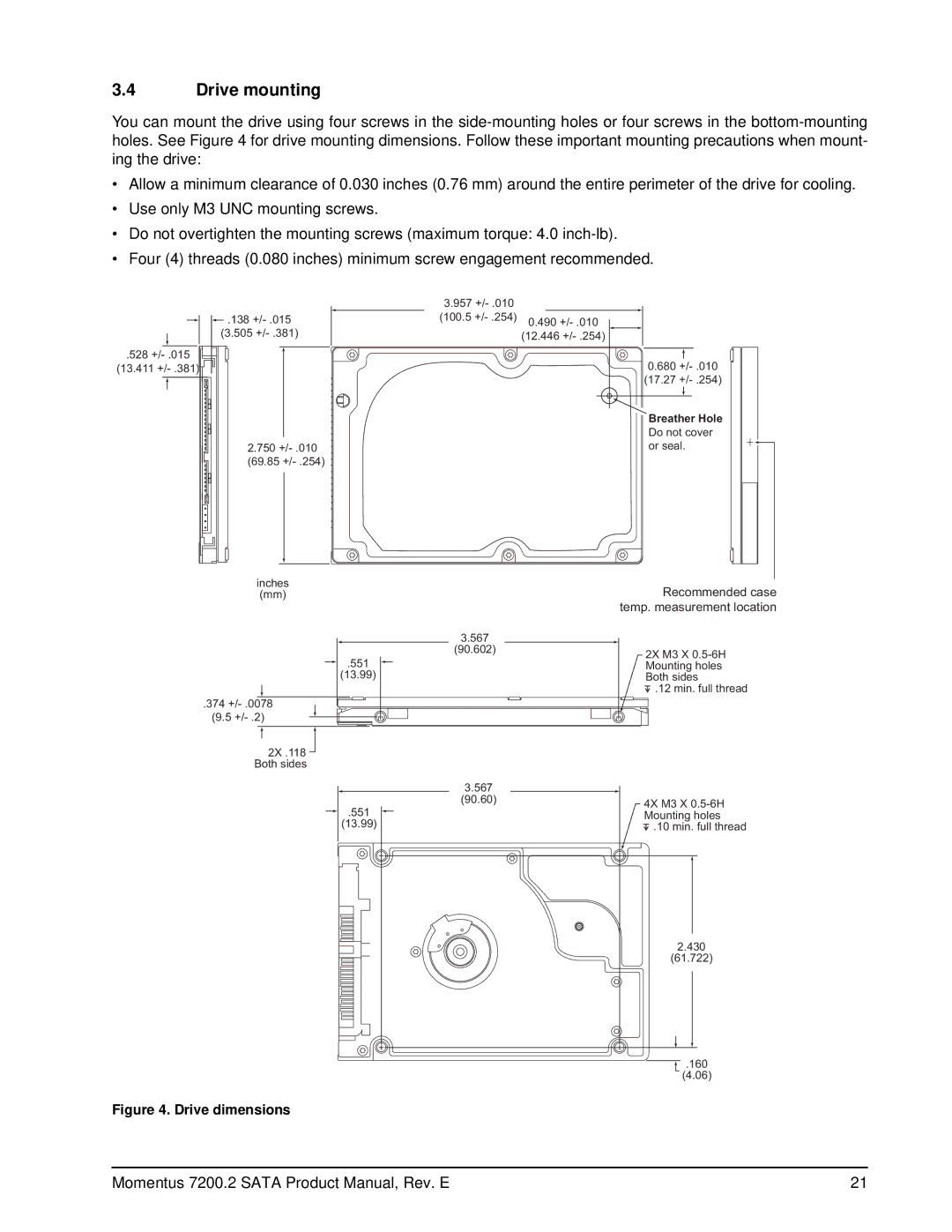 Seagate ST980813ASG, ST9200420ASG, ST9160823ASG, ST9120823AS, ST9100821AS manual Drive mounting, Drive dimensions 