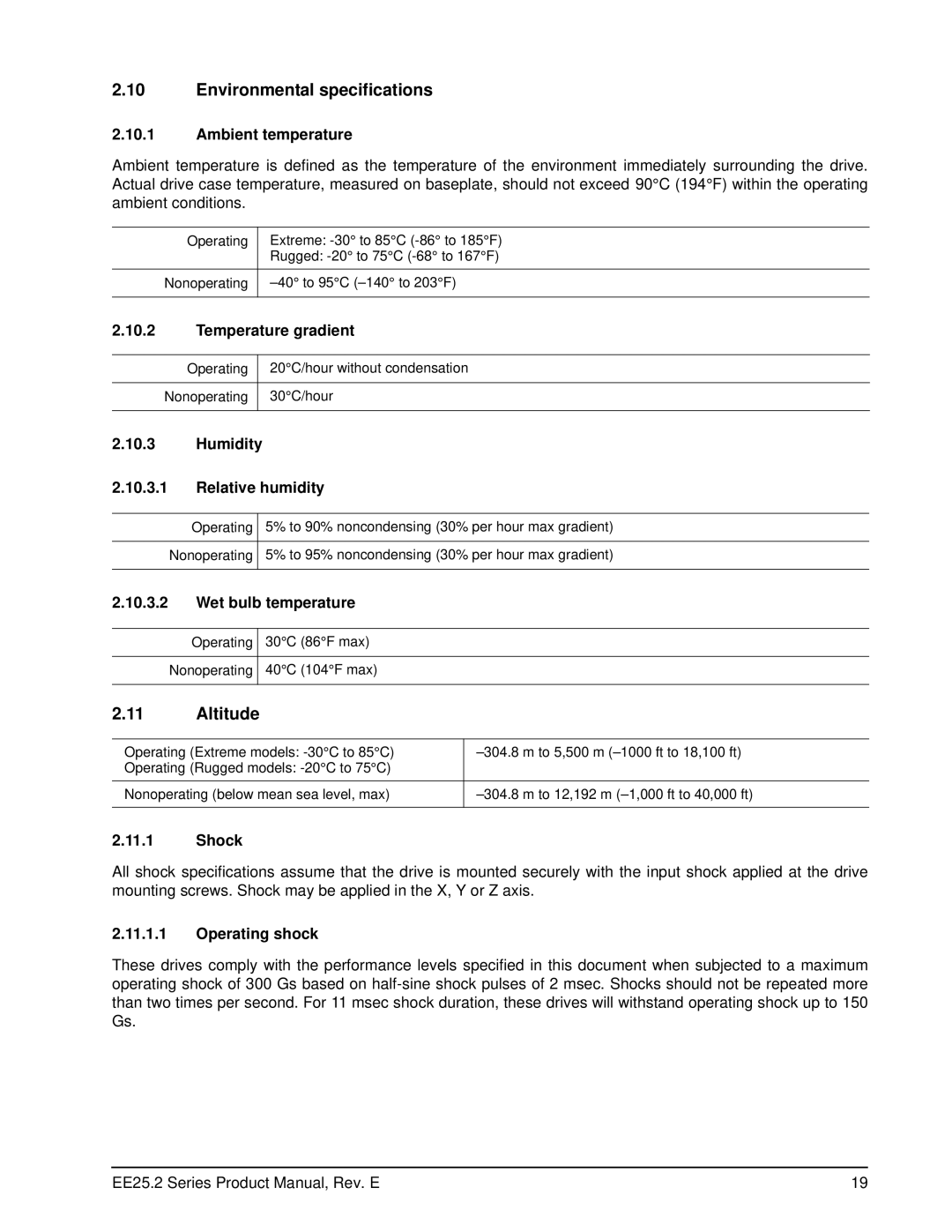 Seagate ST940817AM, ST980818AM, ST980817SM, ST980818SM, ST980817AM, ST960817AM manual Environmental specifications, Altitude 