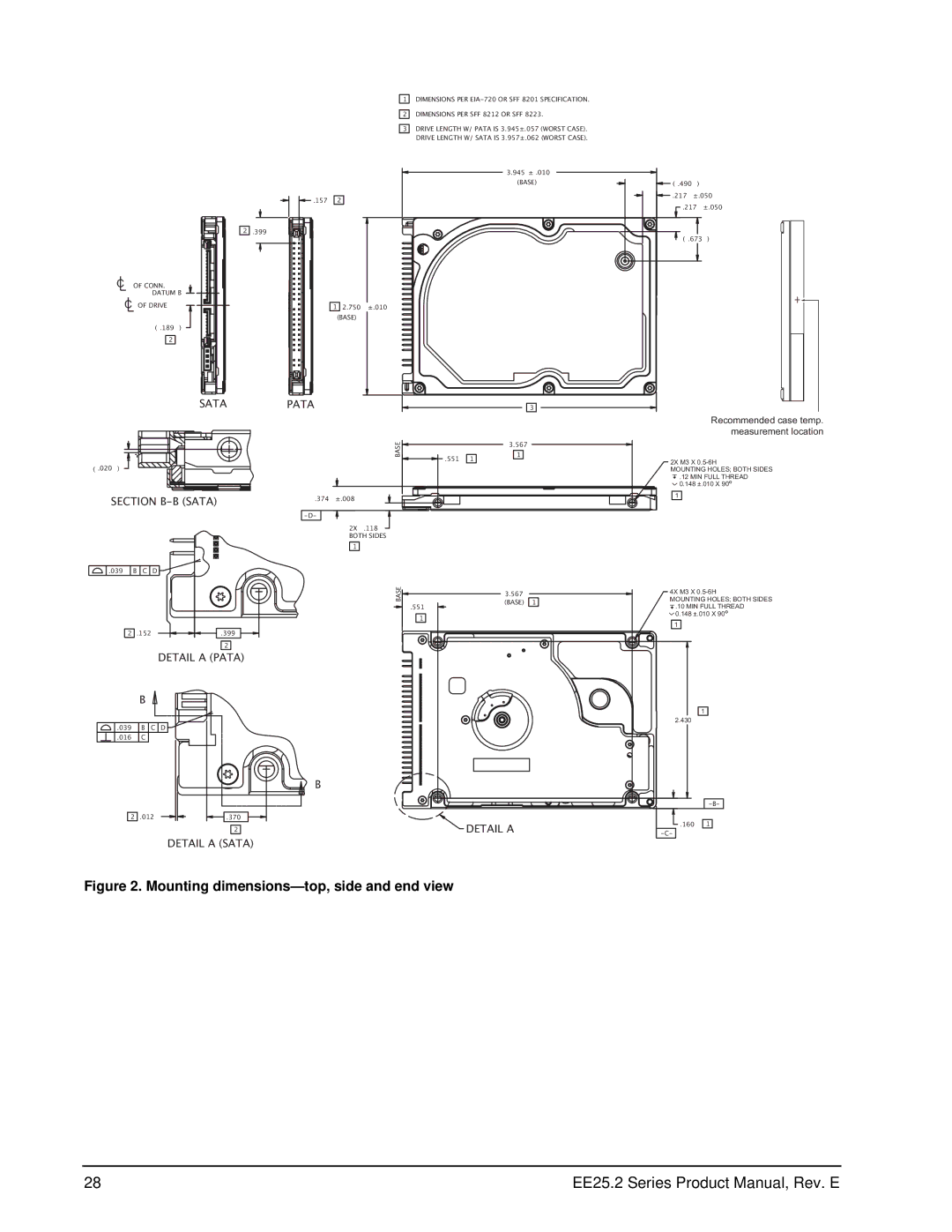 Seagate ST960817AM, ST980818AM, ST980817SM, ST980818SM, ST980817AM, ST960818SM manual Mounting dimensions-top, side and end view 