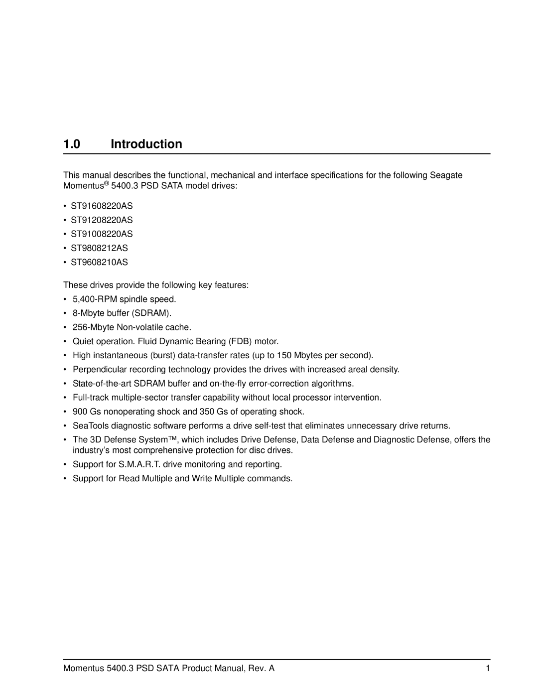 Seagate ST91008220AS, ST9808212AS, ST9608210AS, ST91608220AS, ST91208220AS manual Introduction 