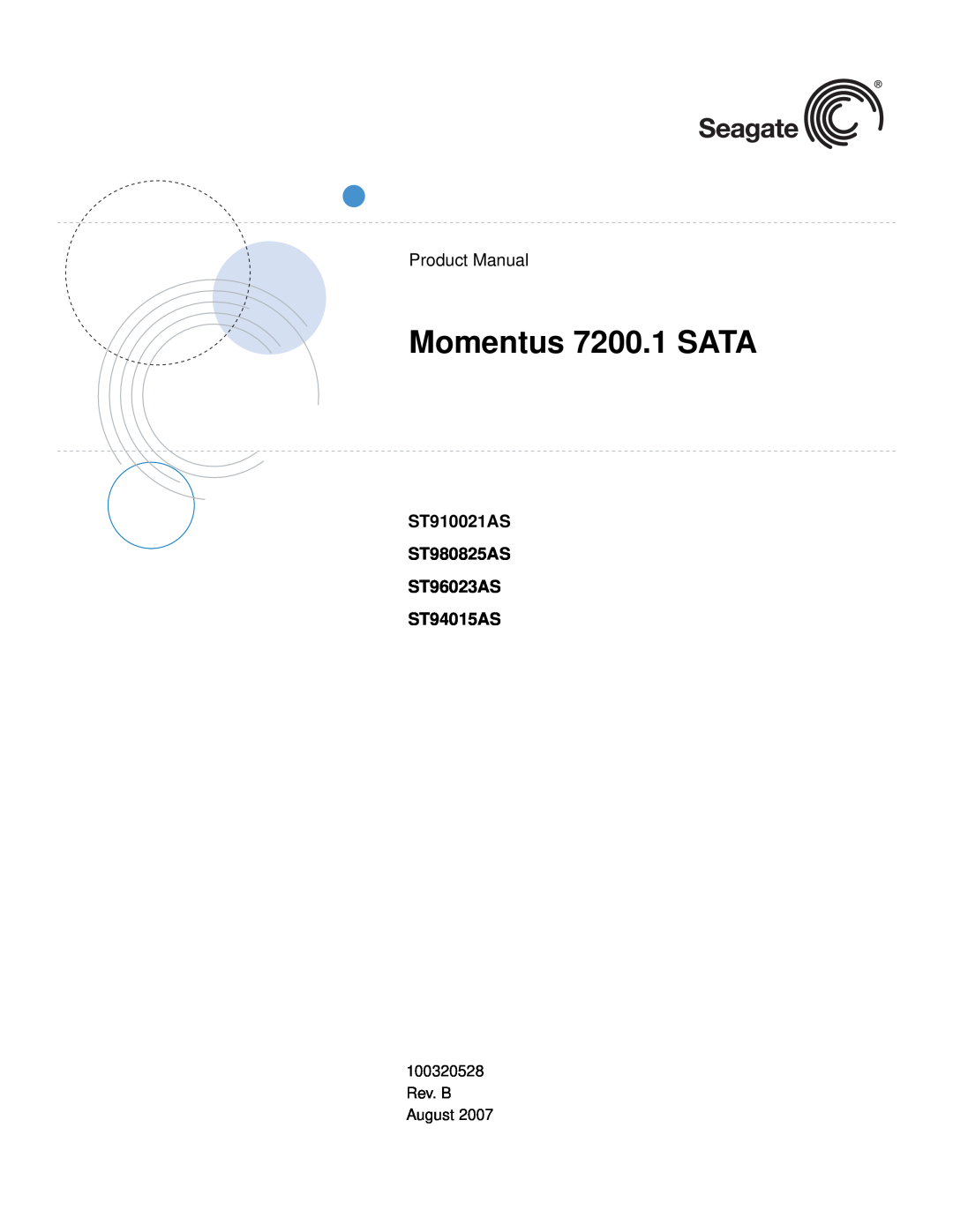 Seagate manual ST910021AS ST980825AS ST96023AS ST94015AS, Momentus 7200.1 SATA, Product Manual 