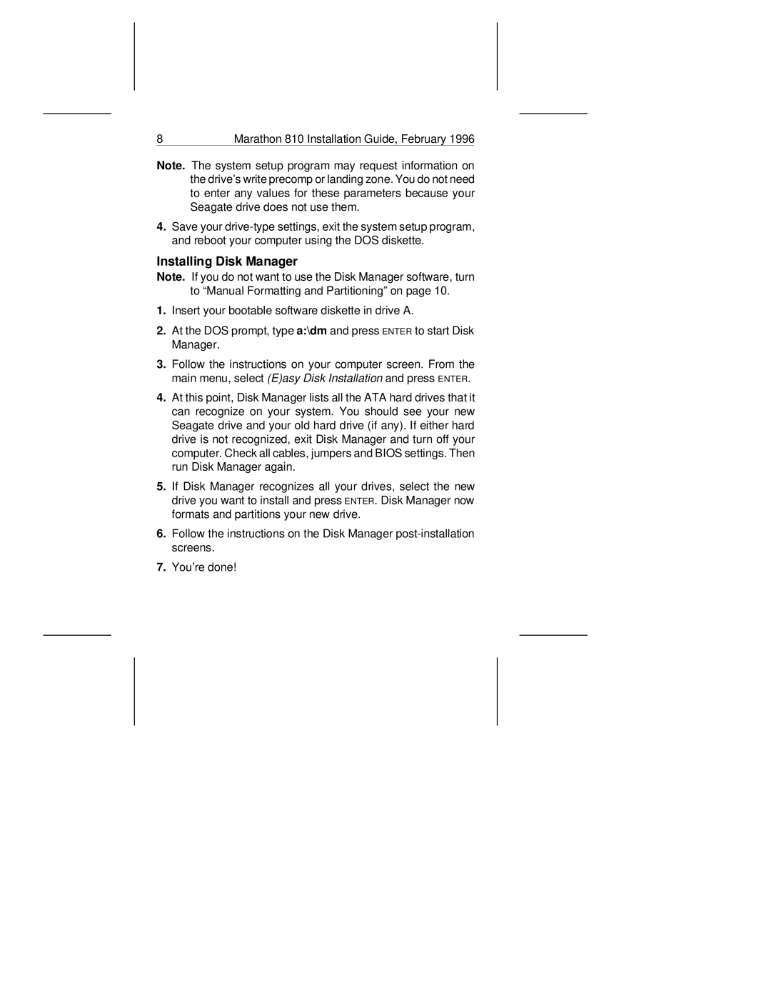 Seagate ST9816AG manual Installing Disk Manager 