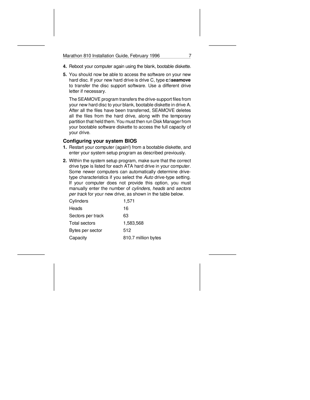 Seagate ST9816AG manual Configuring your system Bios 