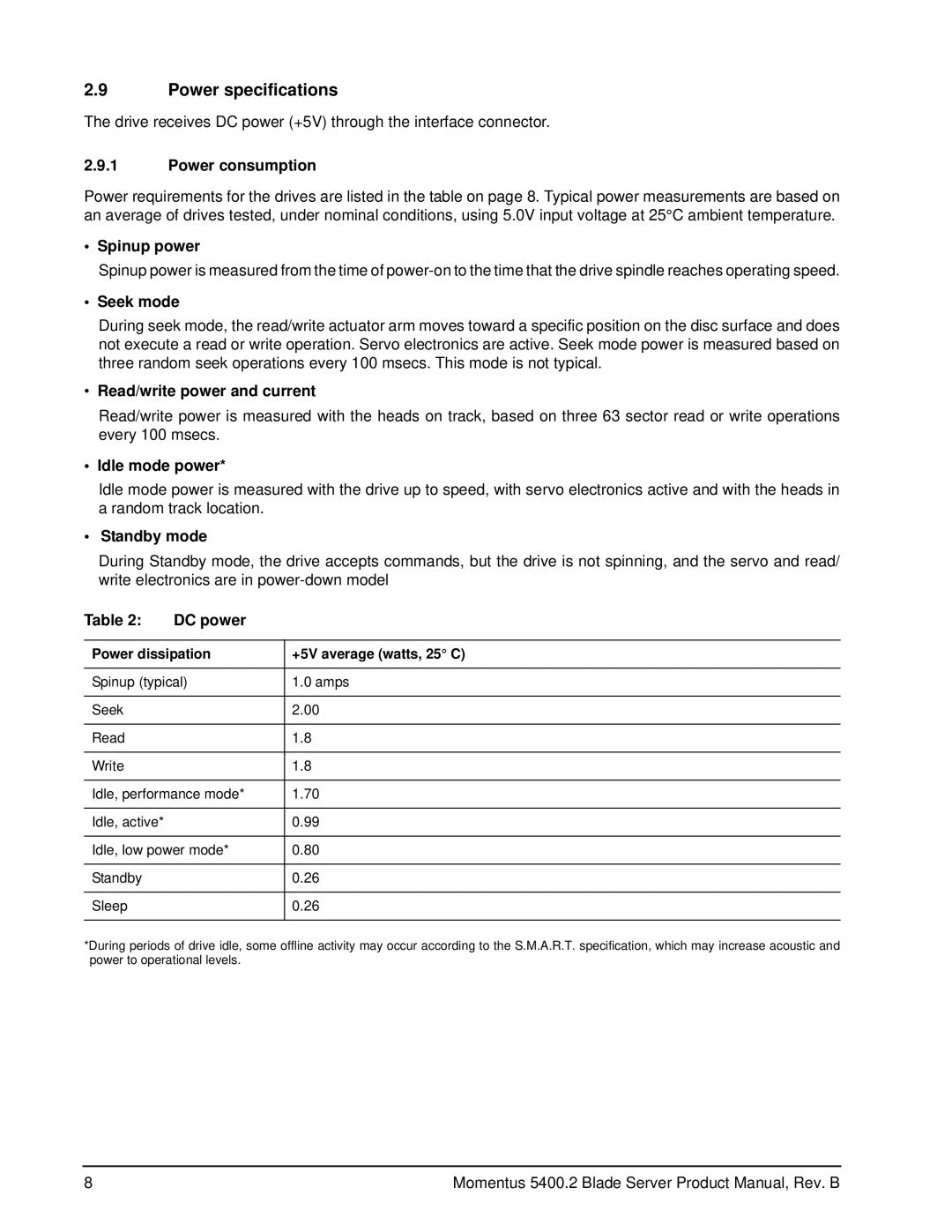 Seagate ST9120821AB, ST98823AB, ST94813AB, ST96812AB, ST100824AB manual Power specifications 